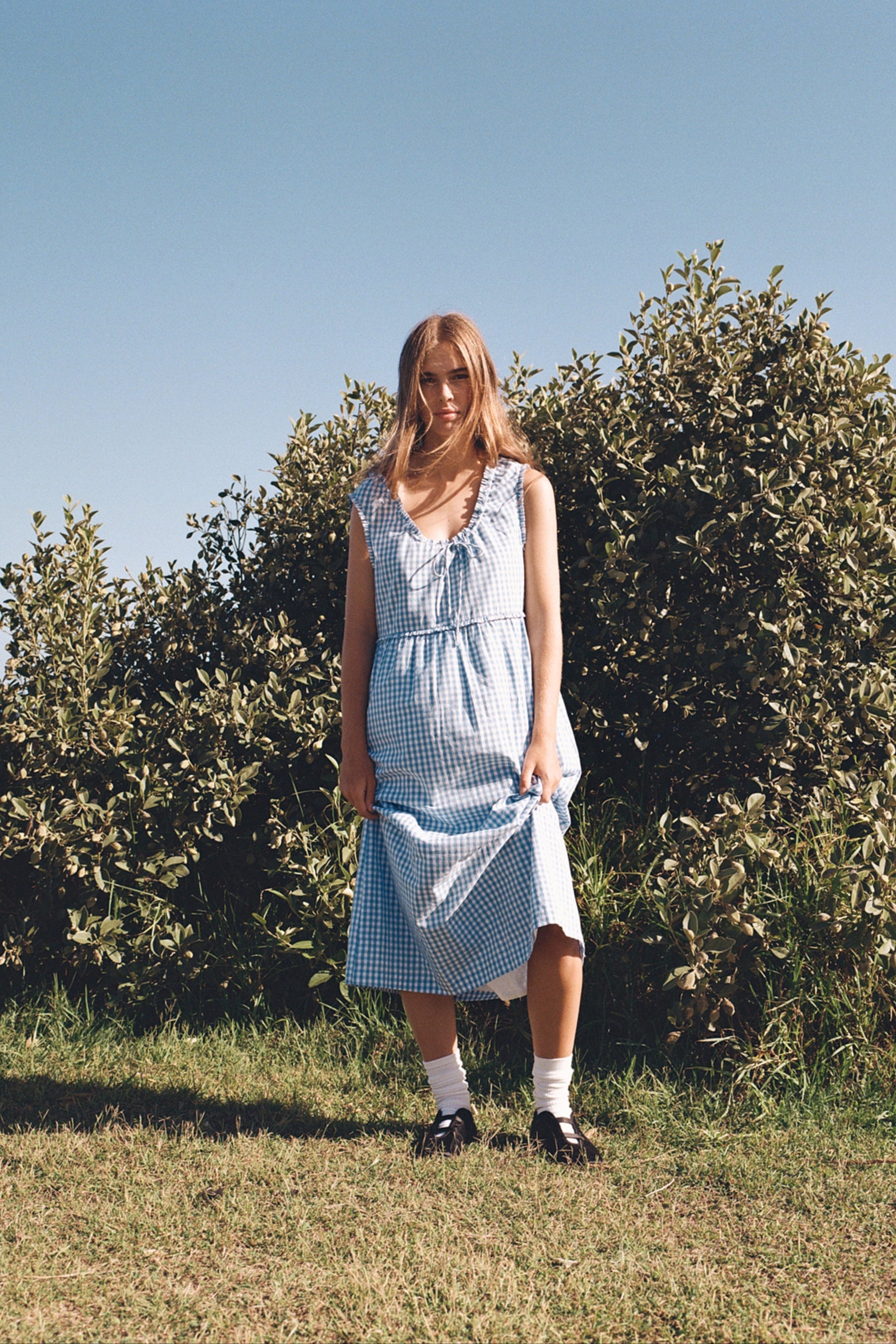 Meadow Day Dress in Baby Blue Gingham