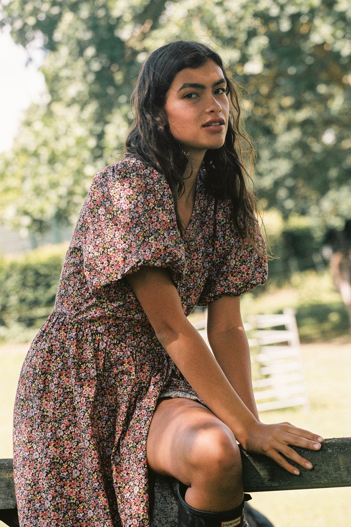 Maple Wrap Dress in Midnight Garden