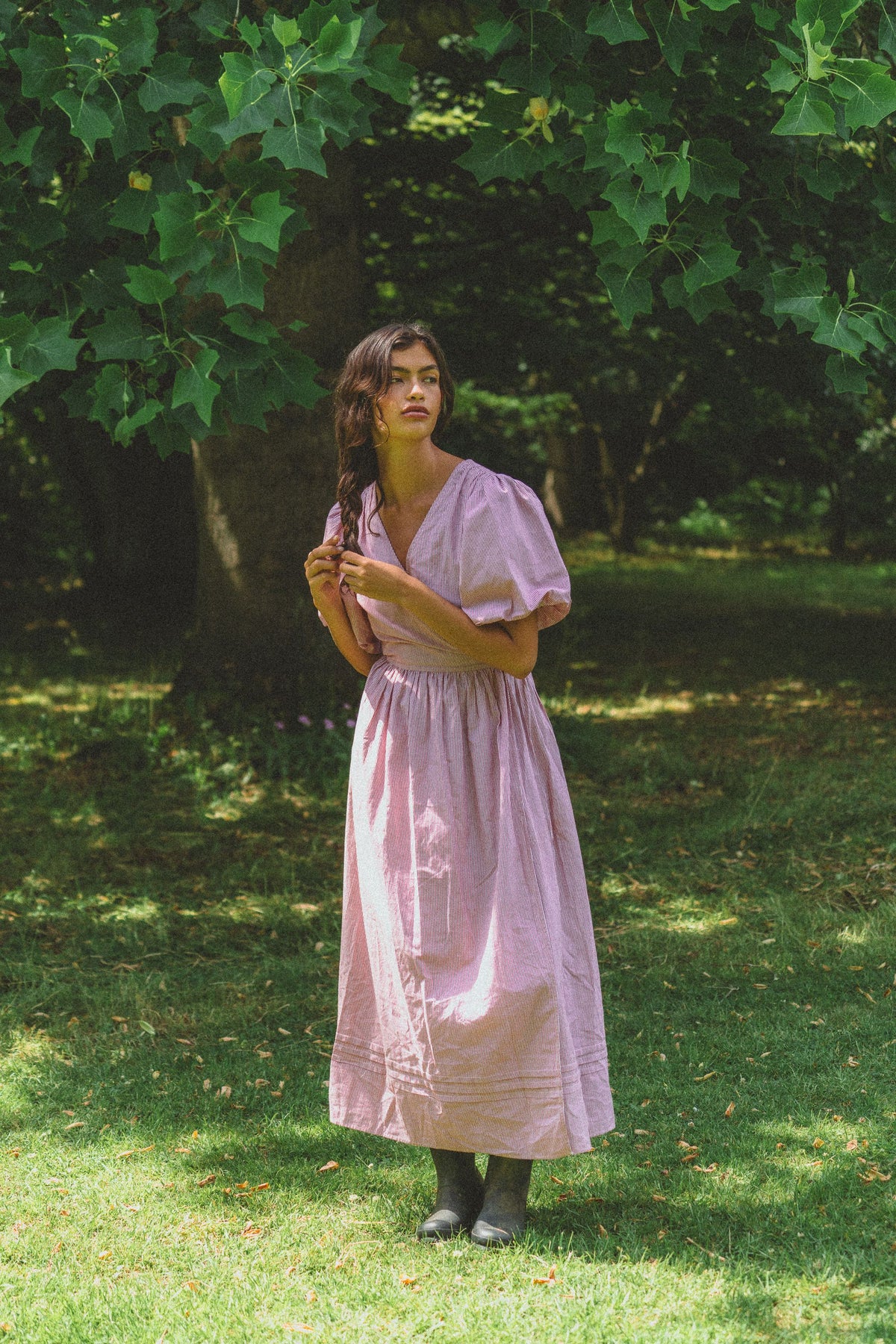 Maple Wrap Dress in Cottage Red Stripe