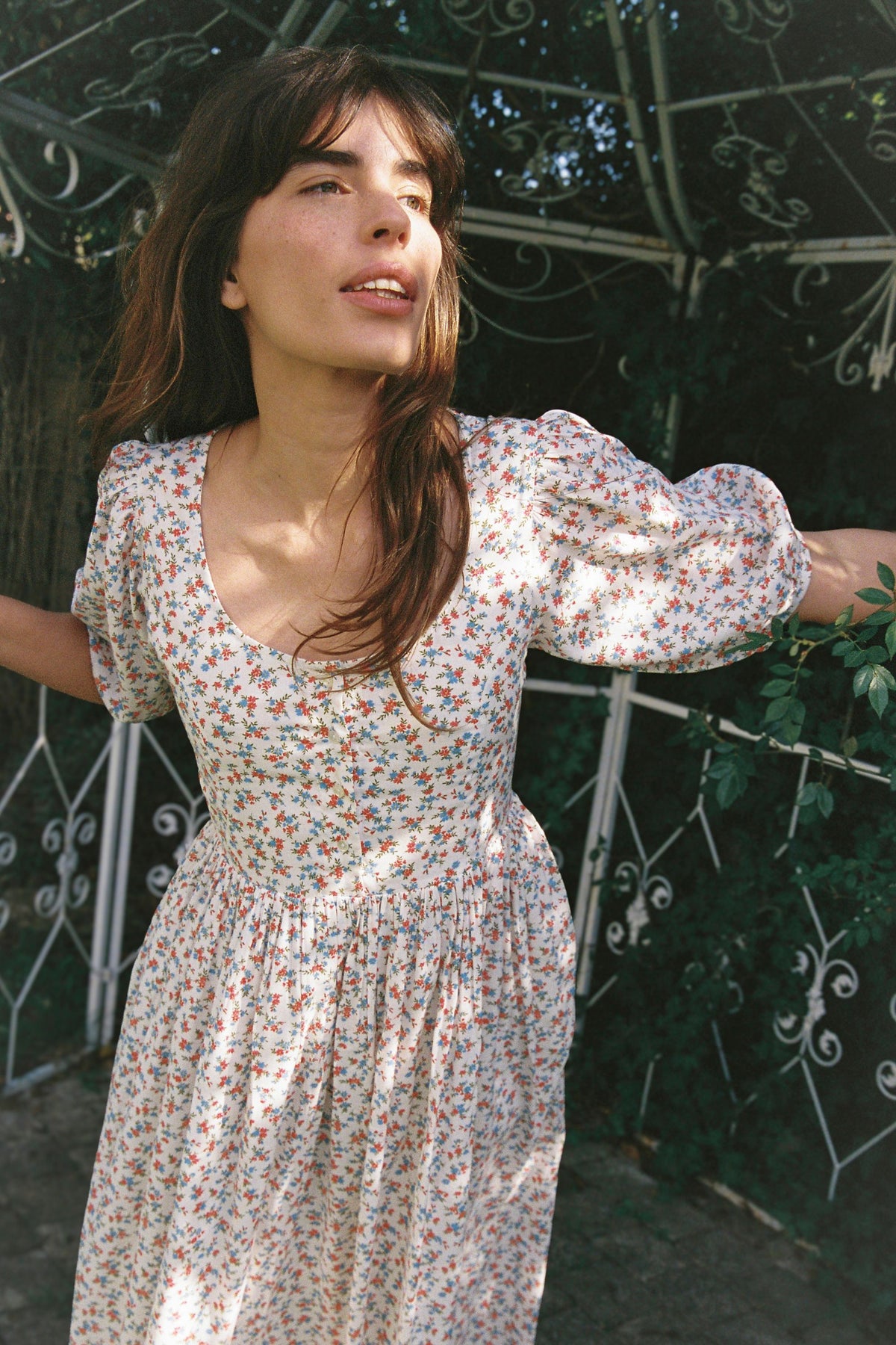 Laney Midi Dress in Clementine flower