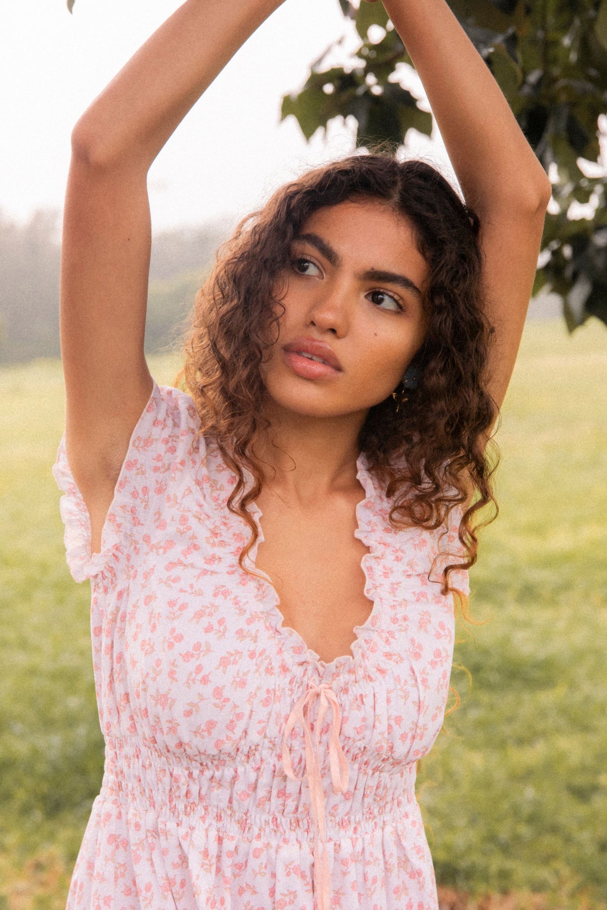 Halle Midi Dress in Ella Flower