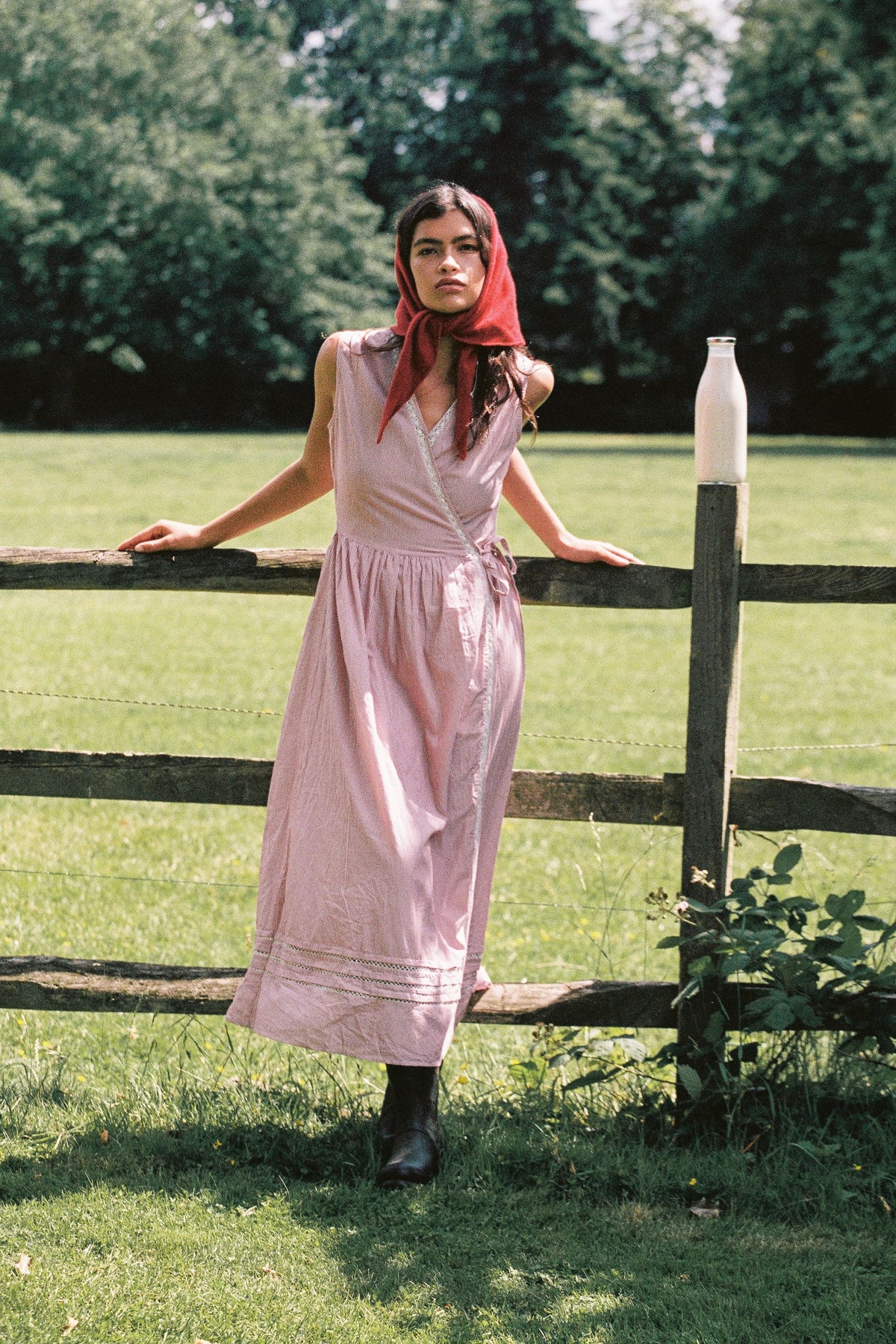 Willow Wrap Dress in Cottage Red Stripe
