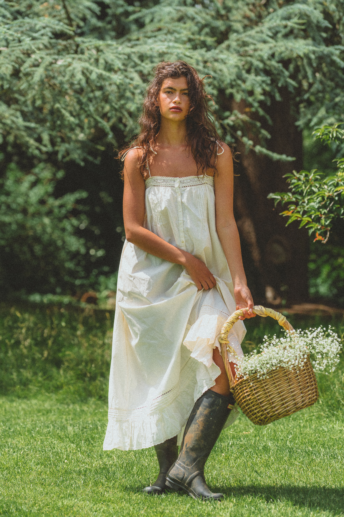 Mila Tie Dress in Antique Cream