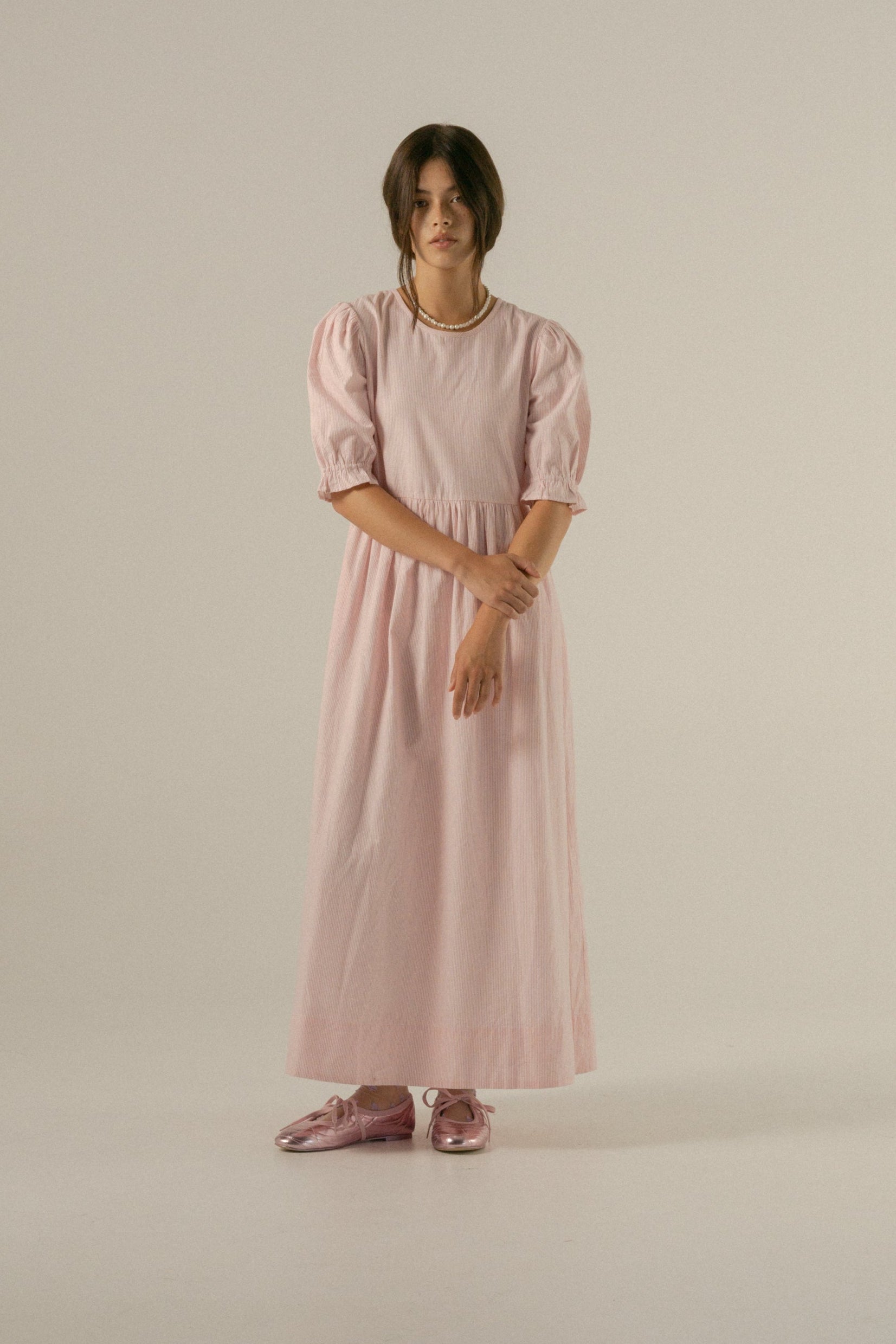 Mimi Midi Dress in Rosewater Stripe