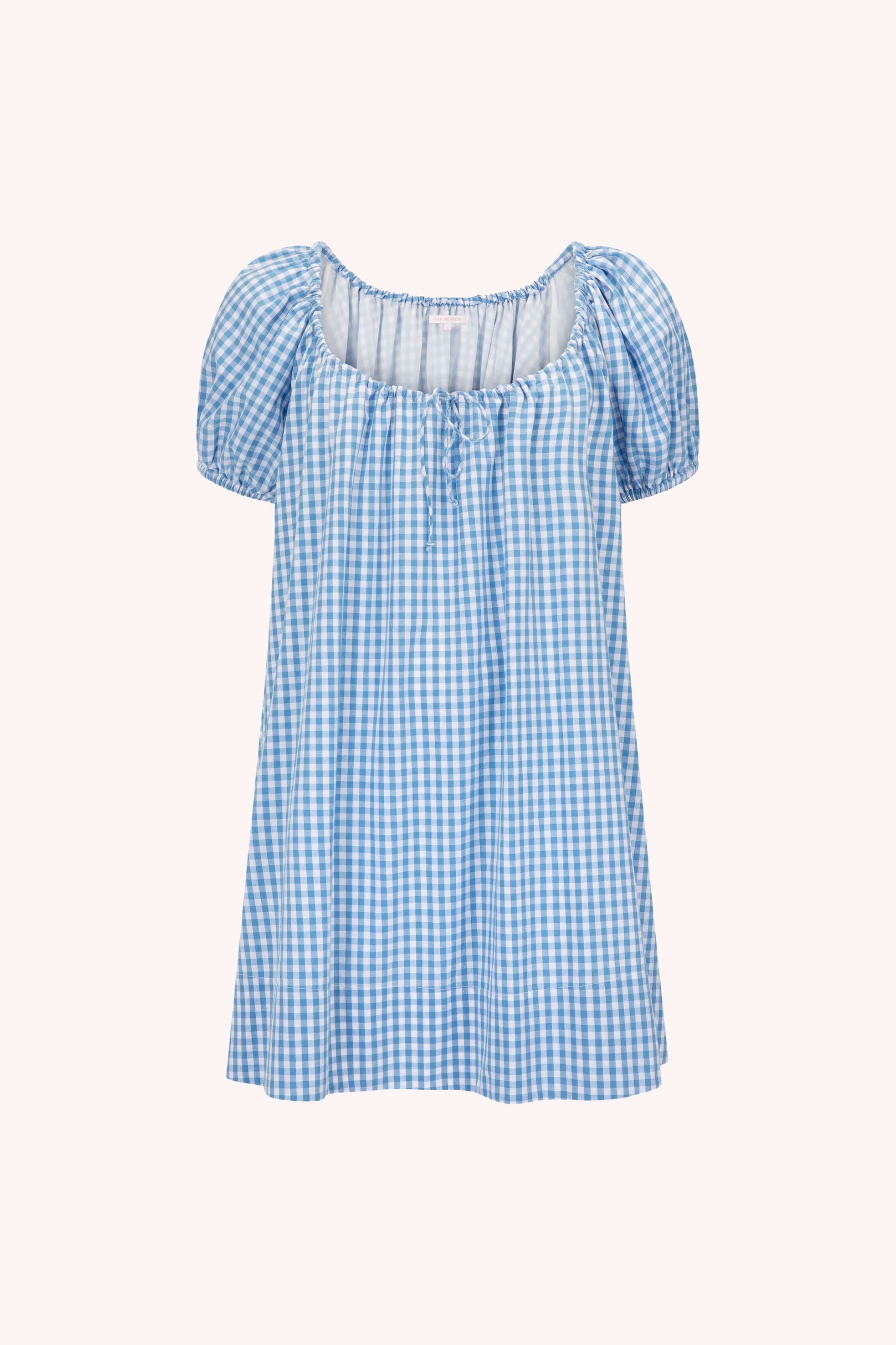 Everyday Drawcord Dress in Baby Blue Gingham