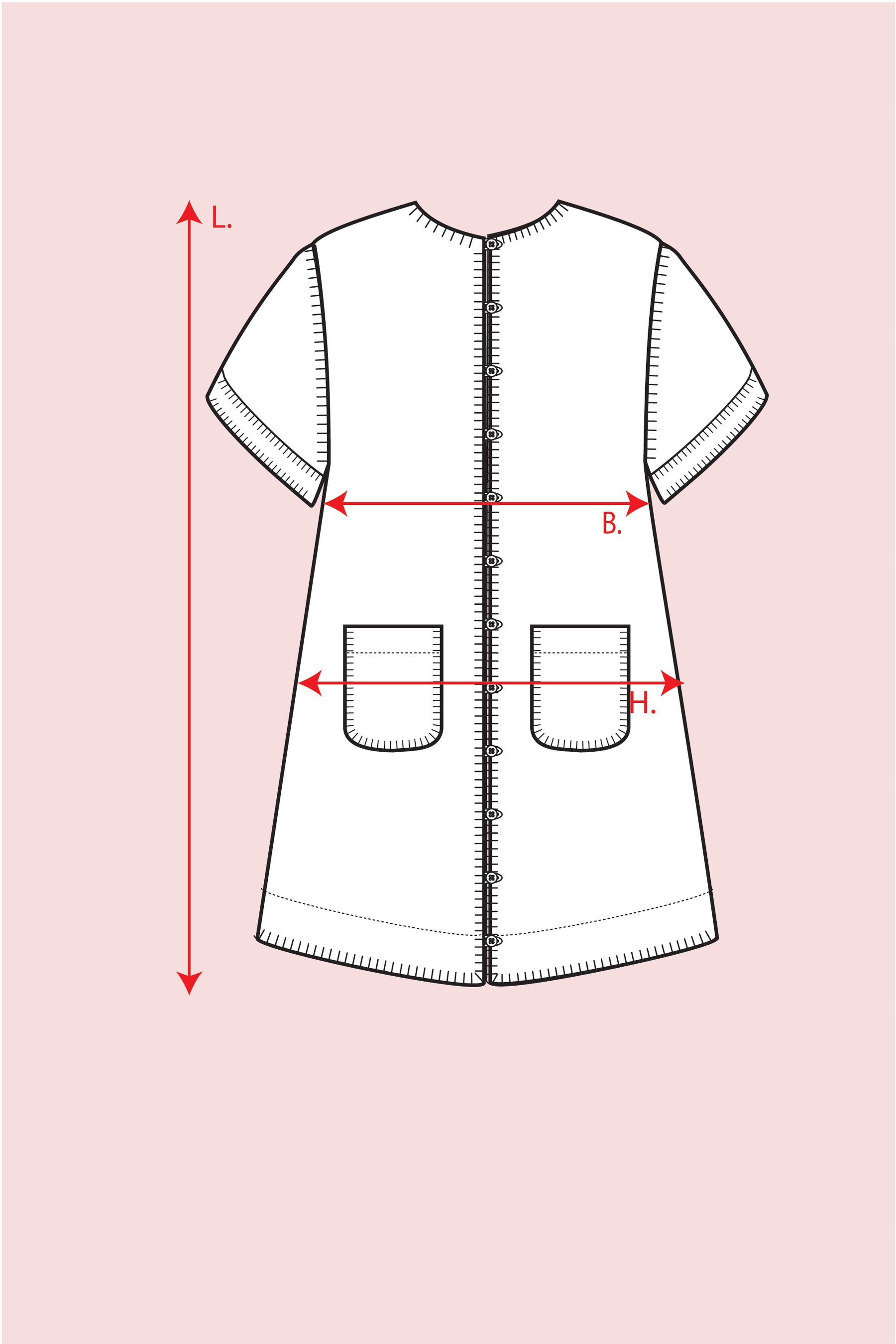 Juni Holiday Dress in Powder Pink + Hand Stitching