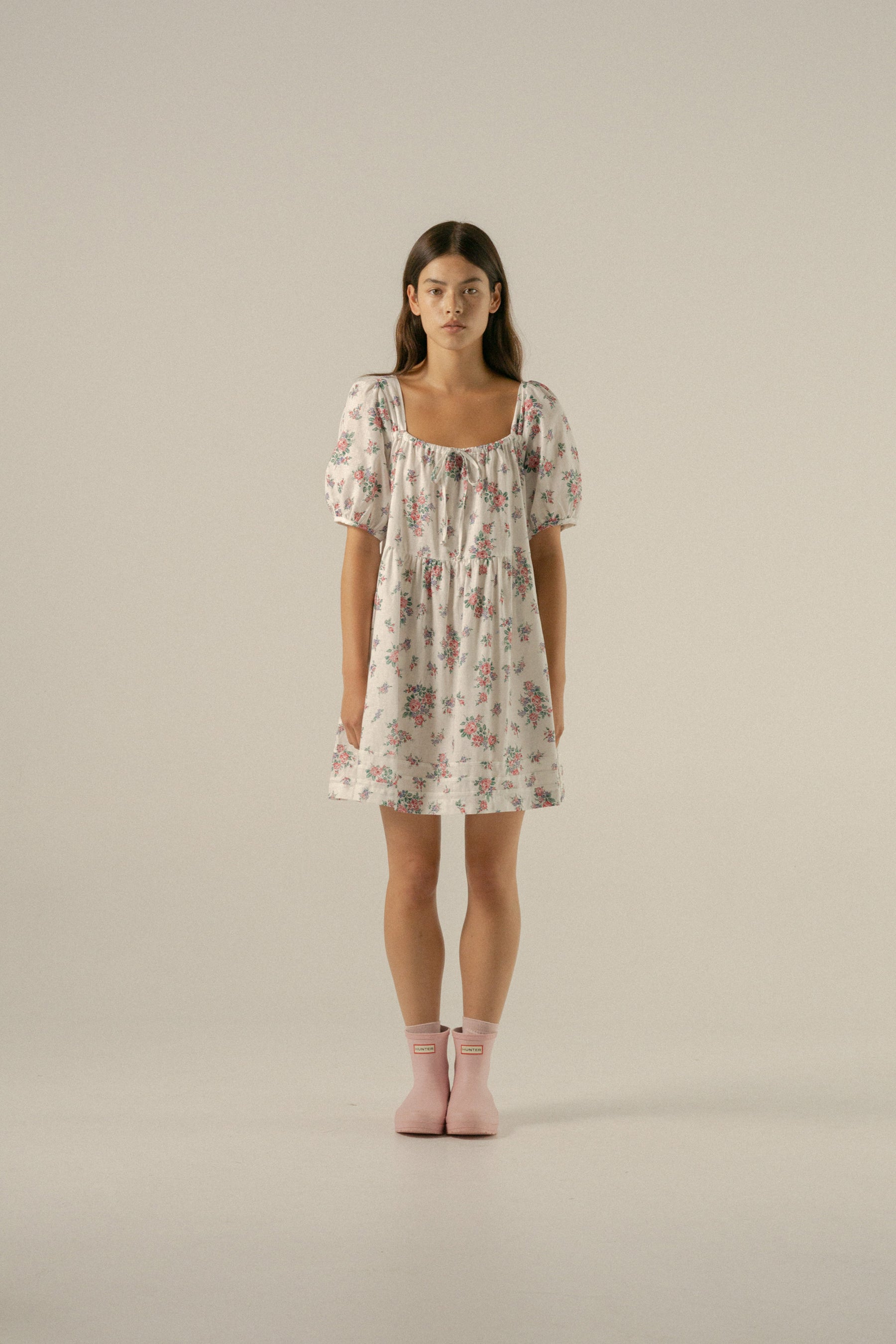 Ivy Smock Mini Dress in Ivy Lilac Garden