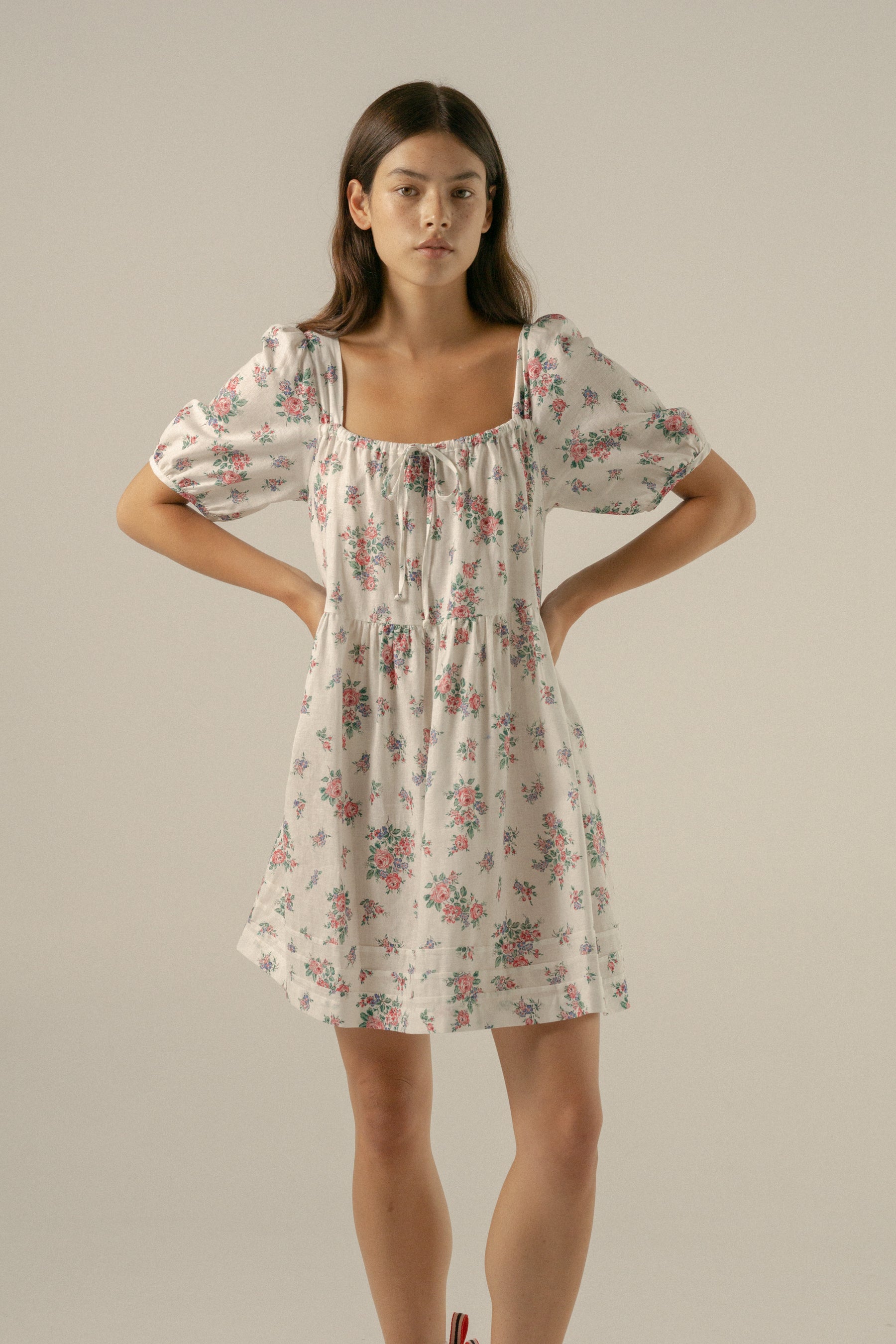 Ivy Smock Mini Dress in Ivy Lilac Garden