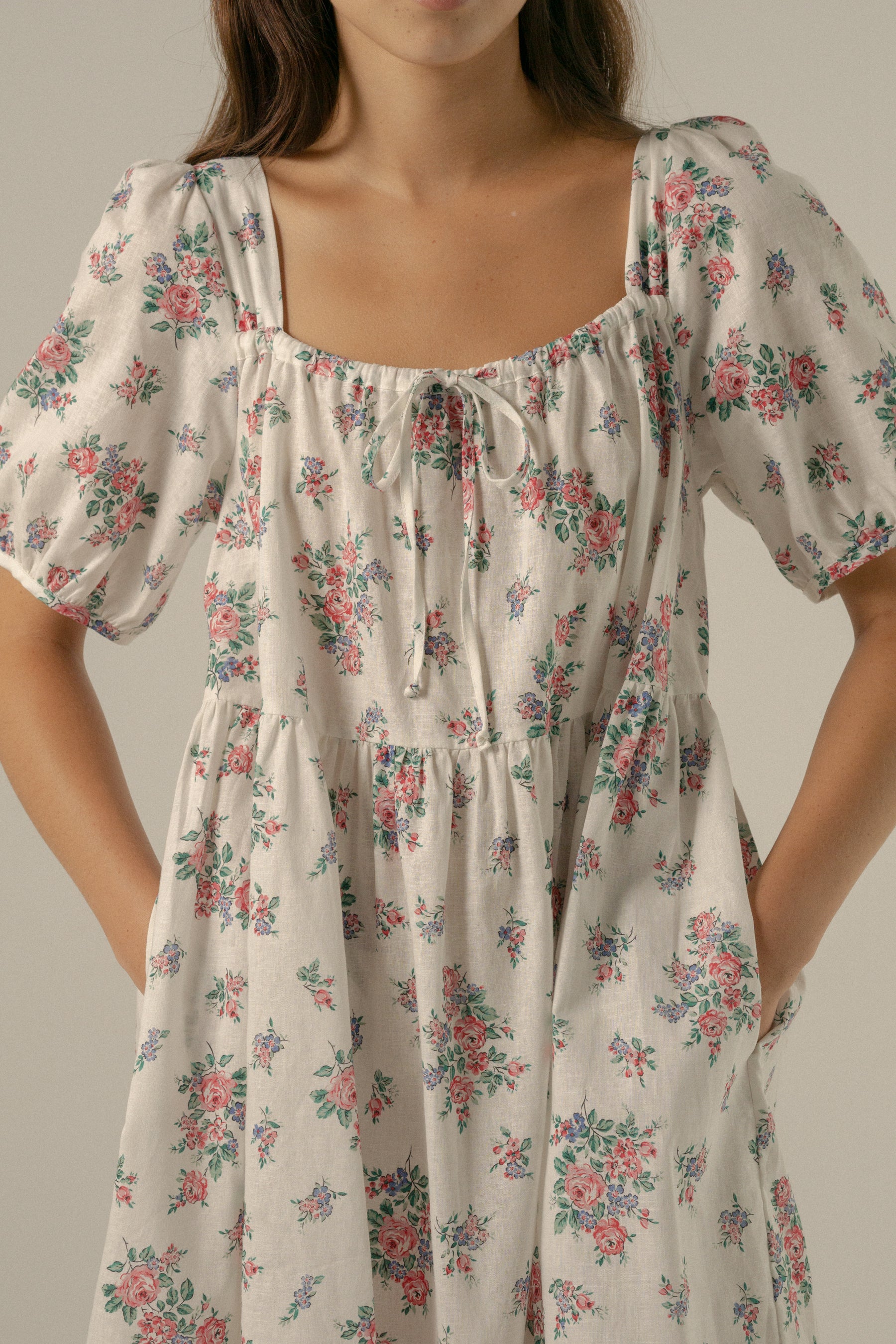 Ivy Smock Mini Dress in Ivy Lilac Garden