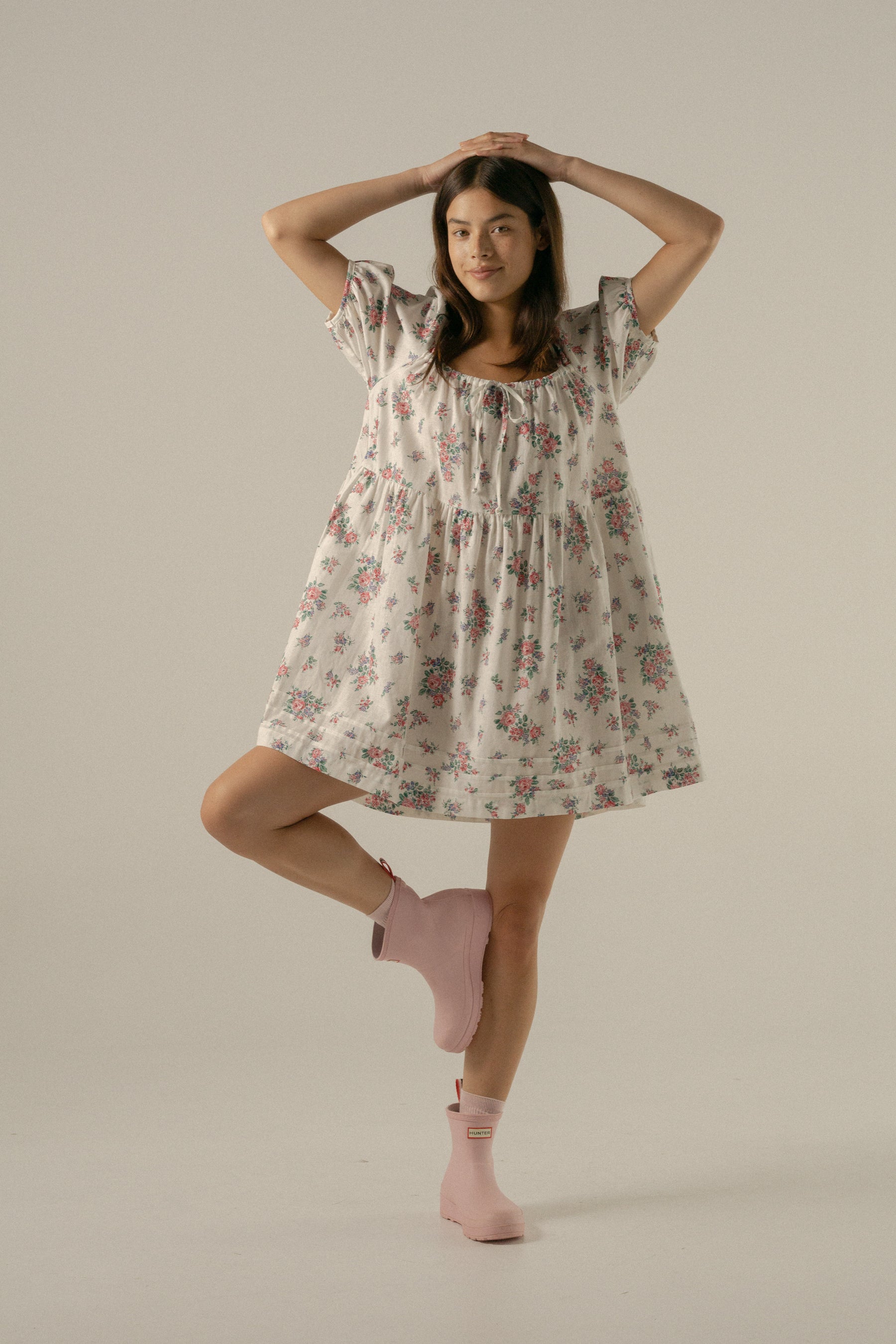 Ivy Smock Mini Dress in Ivy Lilac Garden