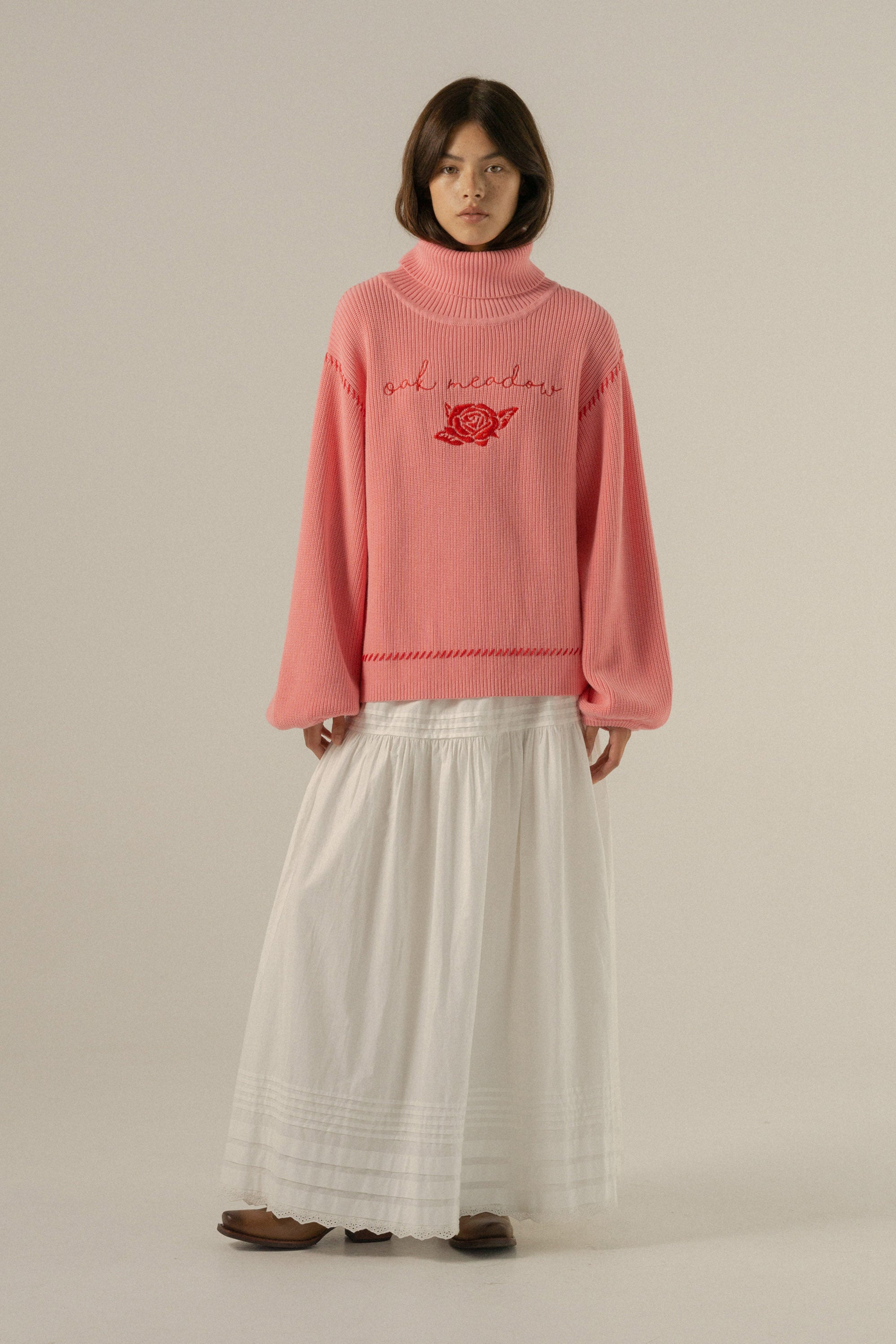 ANDMARY Rosie flower knit tops ピンク ANDMARY】Rosie flower knit tops