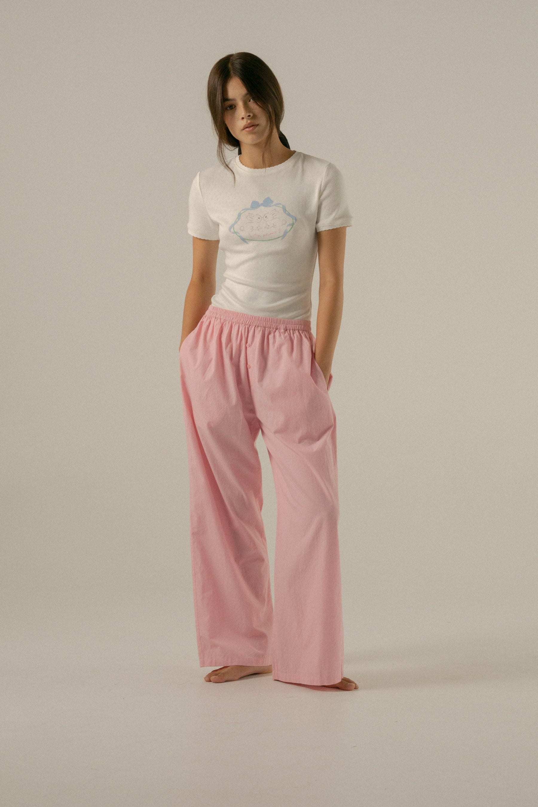 Luka Pant in Juni Rose Pinstripe