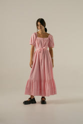 Gigi Midi Dress in Juni Rose Pinstripe