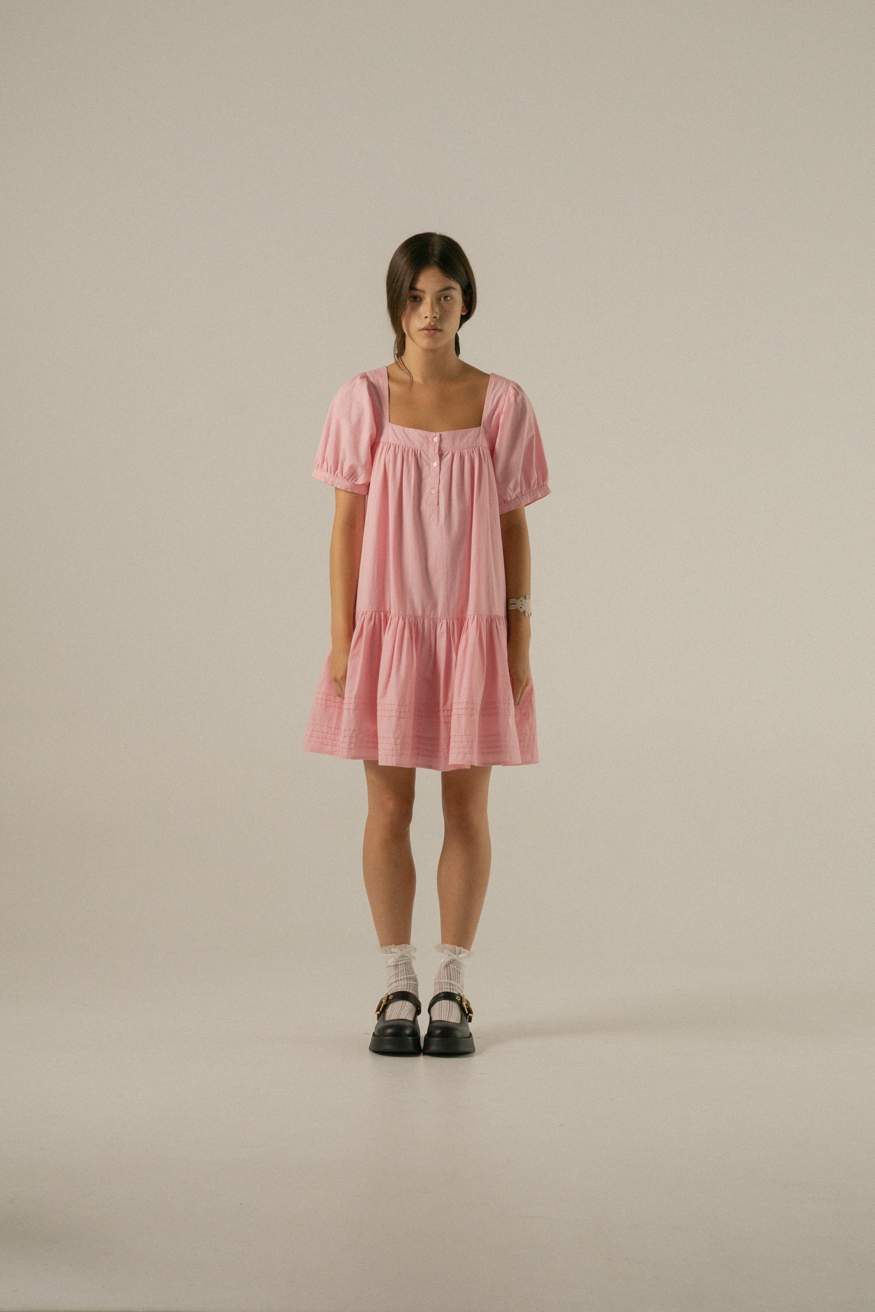 Gigi Mini Dress in Juni Rose Pinstripe