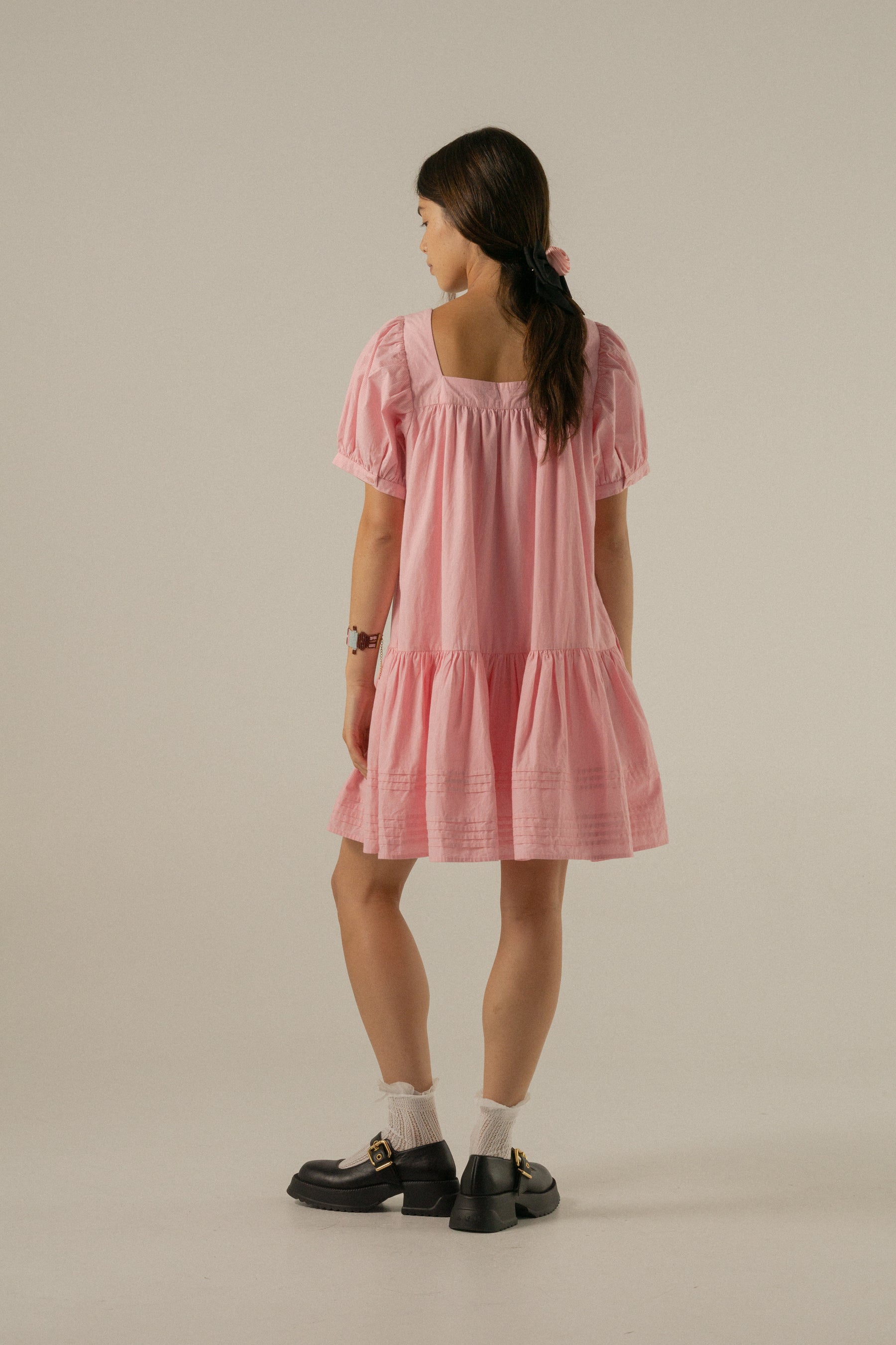Gigi Mini Dress in Juni Rose Pinstripe