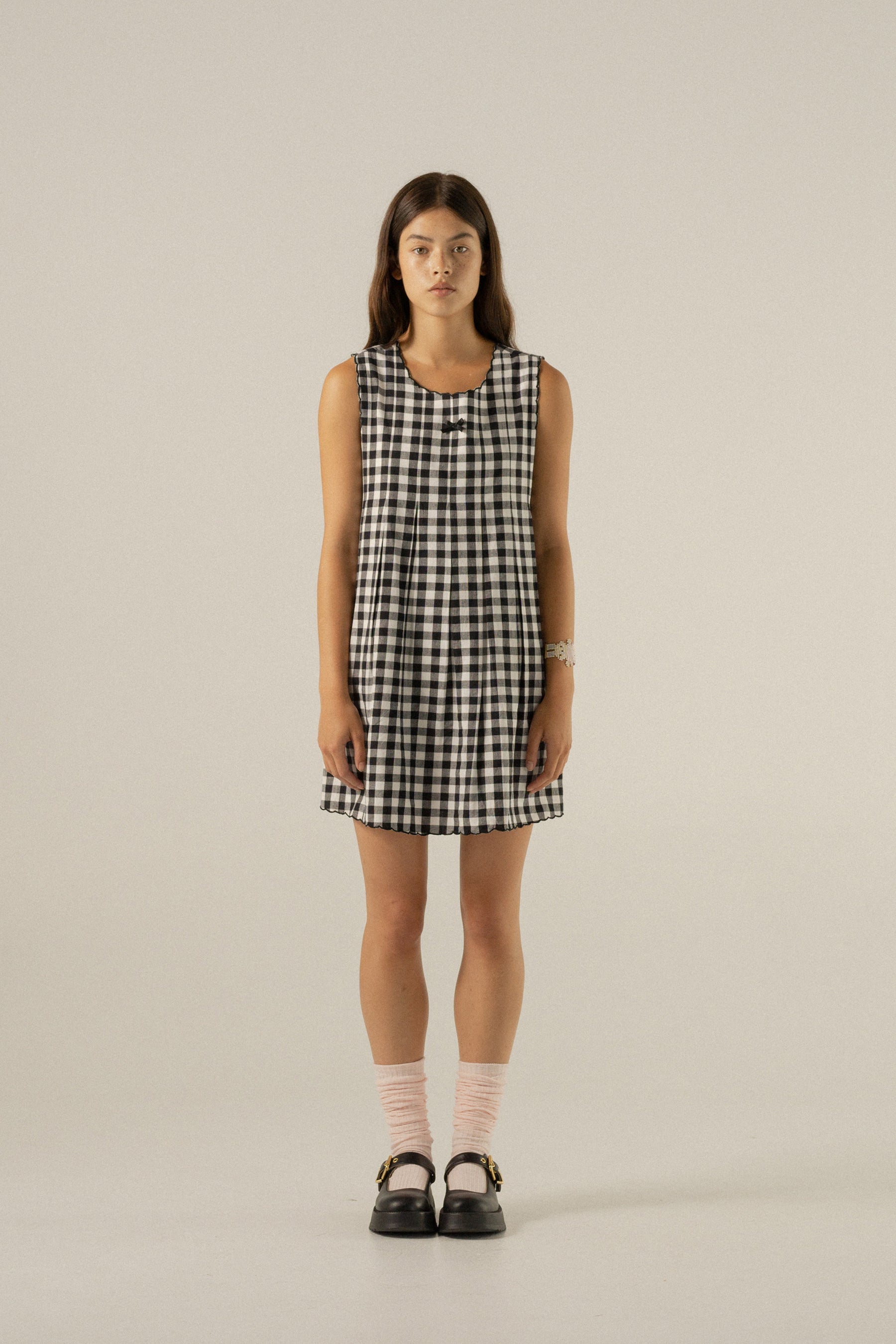 Romi Shift Dress in Noir Gingham