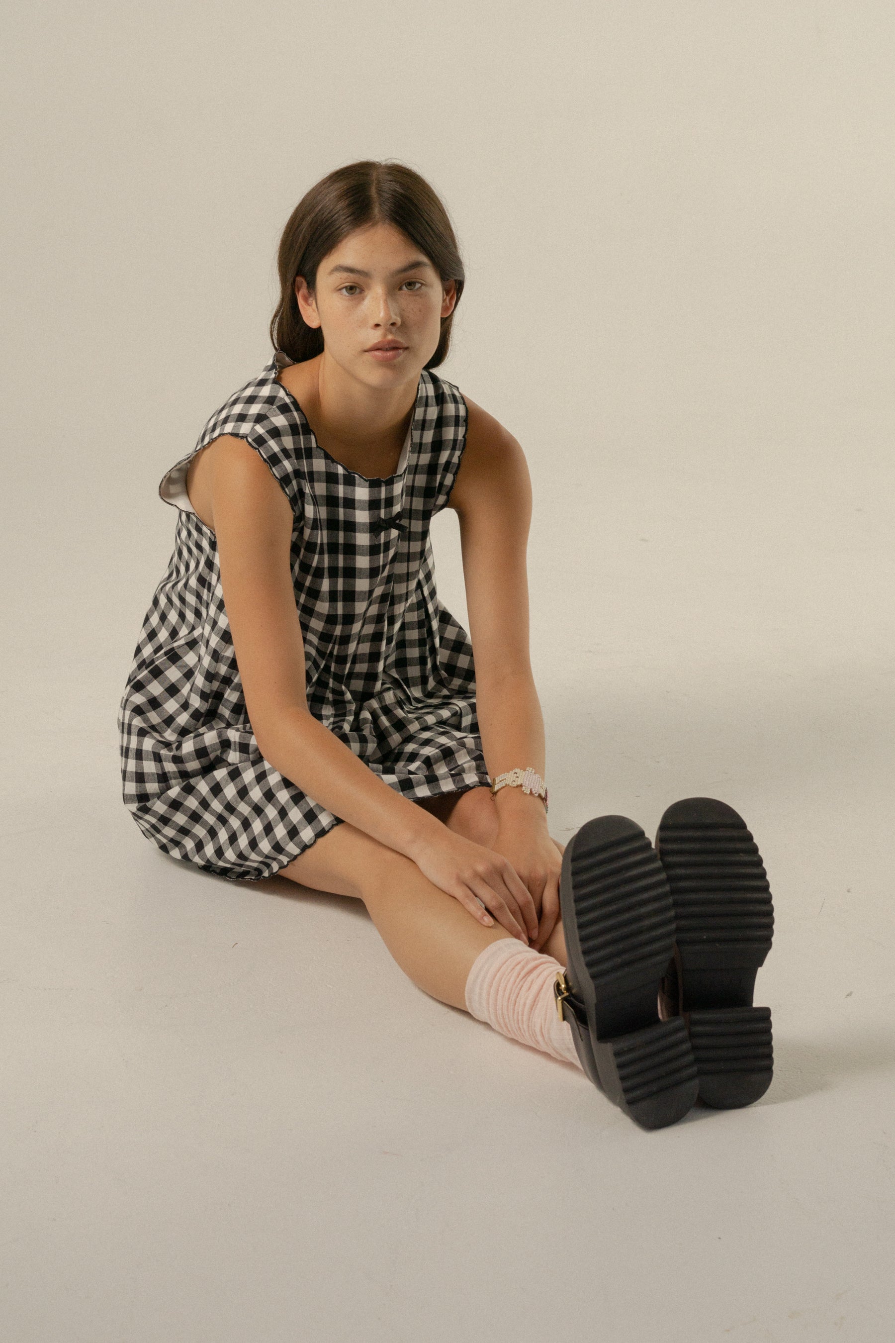 Romi Shift Dress in Noir Gingham