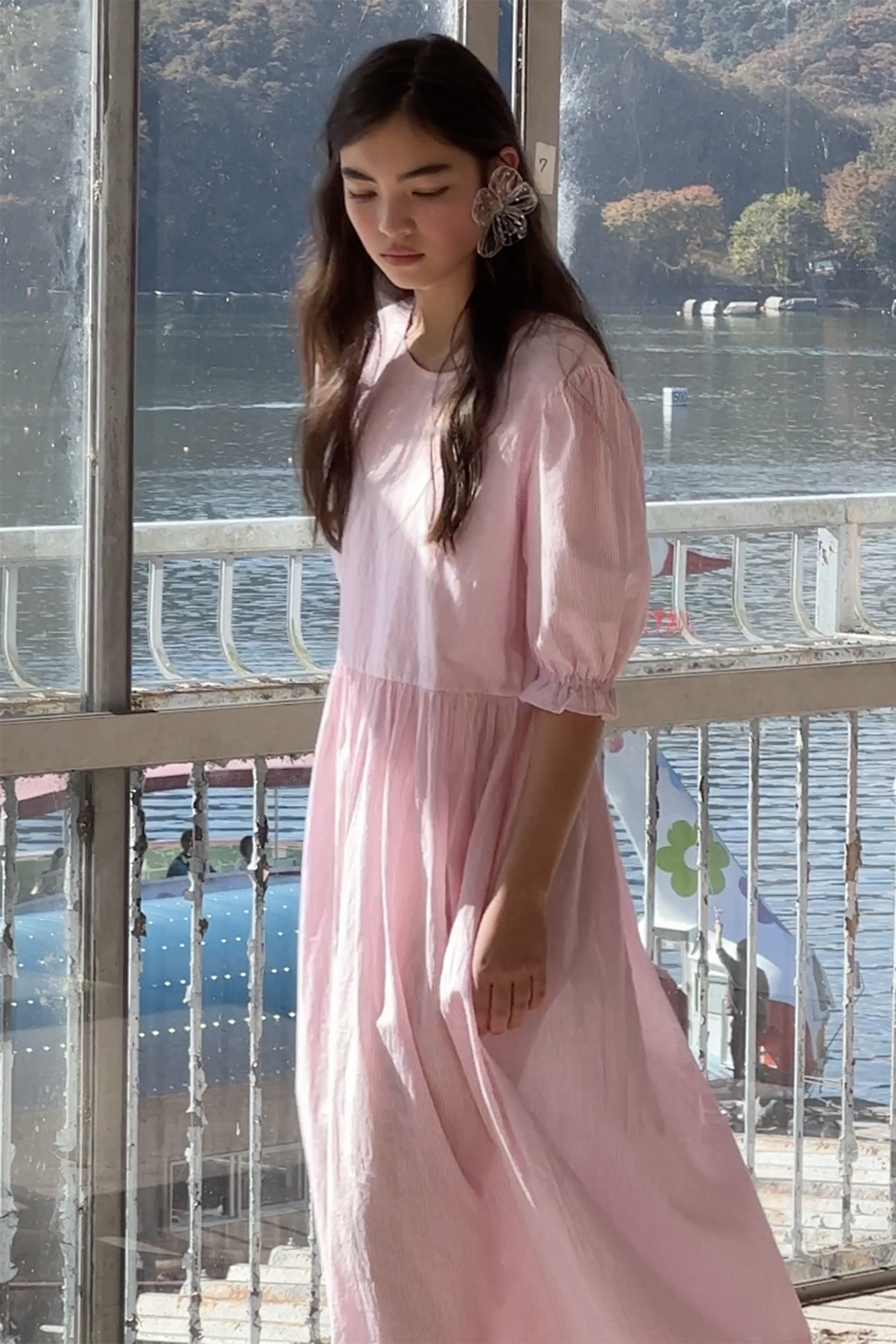 Mimi Midi Dress in Rosewater Stripe