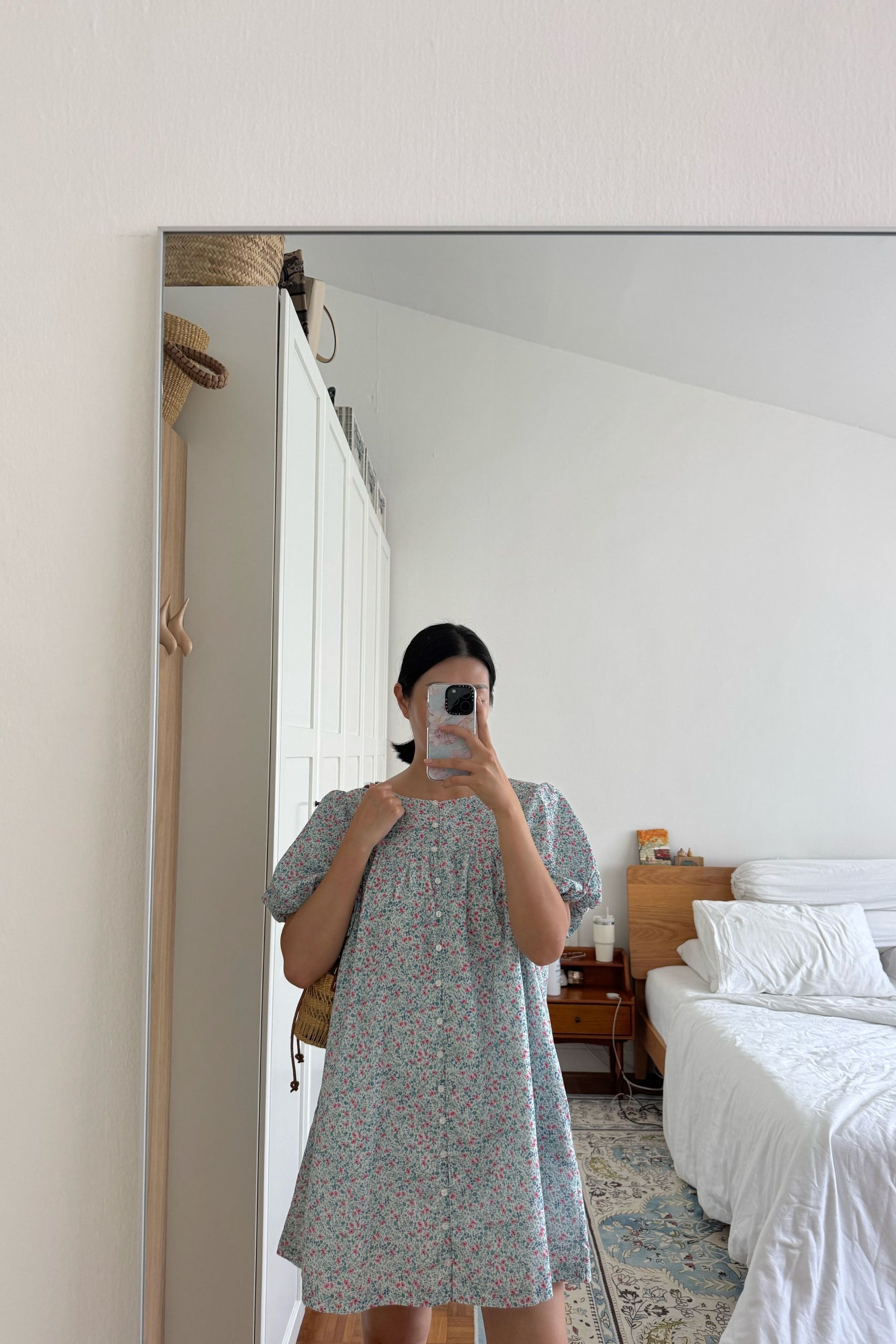 Andi Puff Mini Dress in Cornflower Meadow