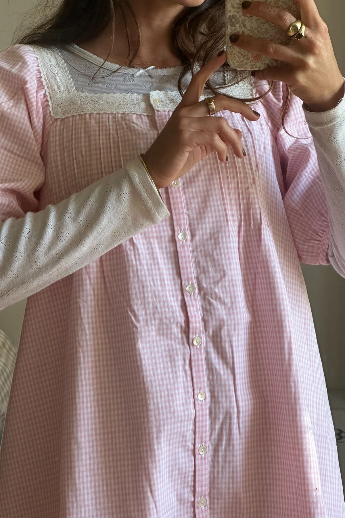 Mila Mini Dress in Baby Pink Gingham