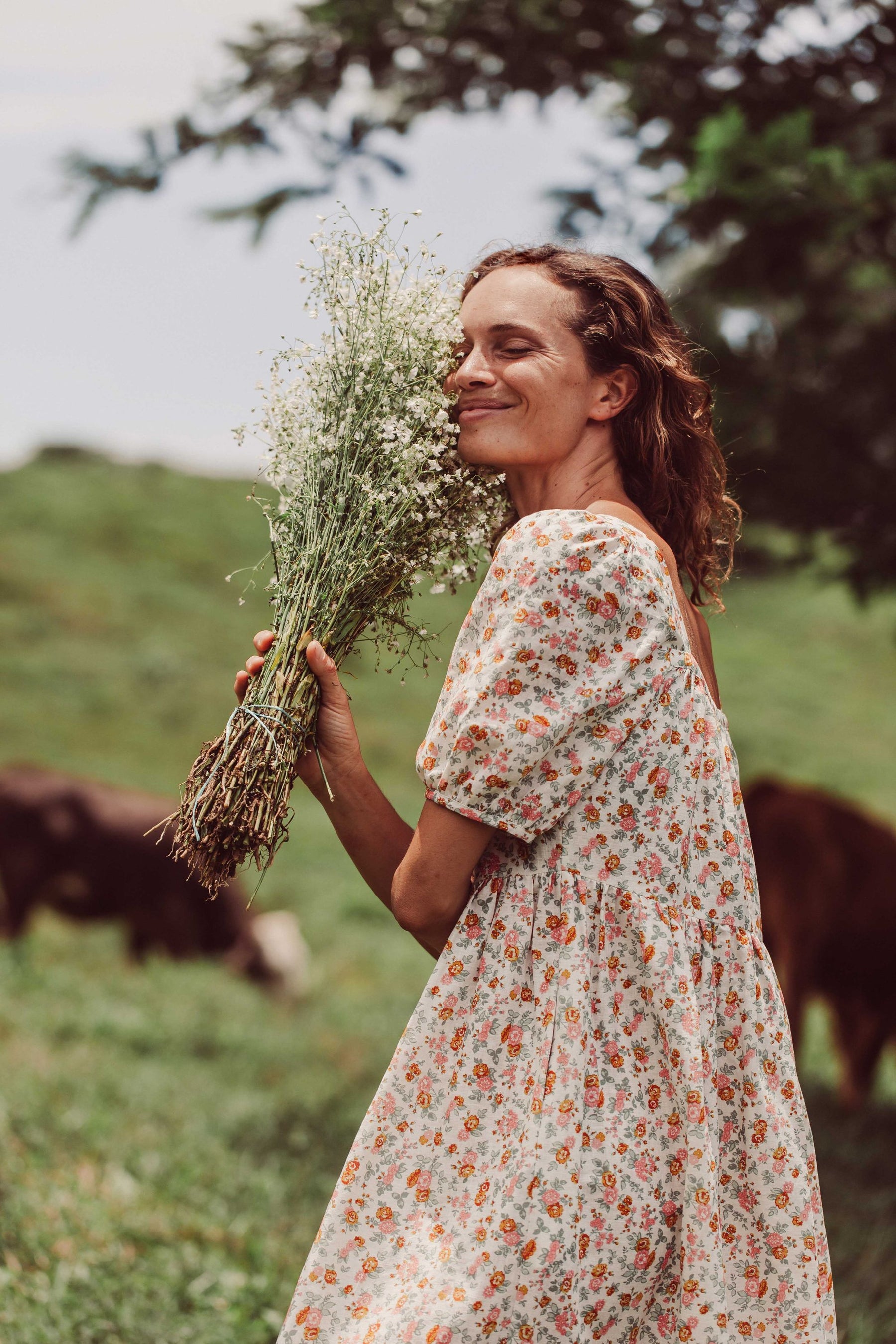 Ivy Smock Midi in Maria Garden