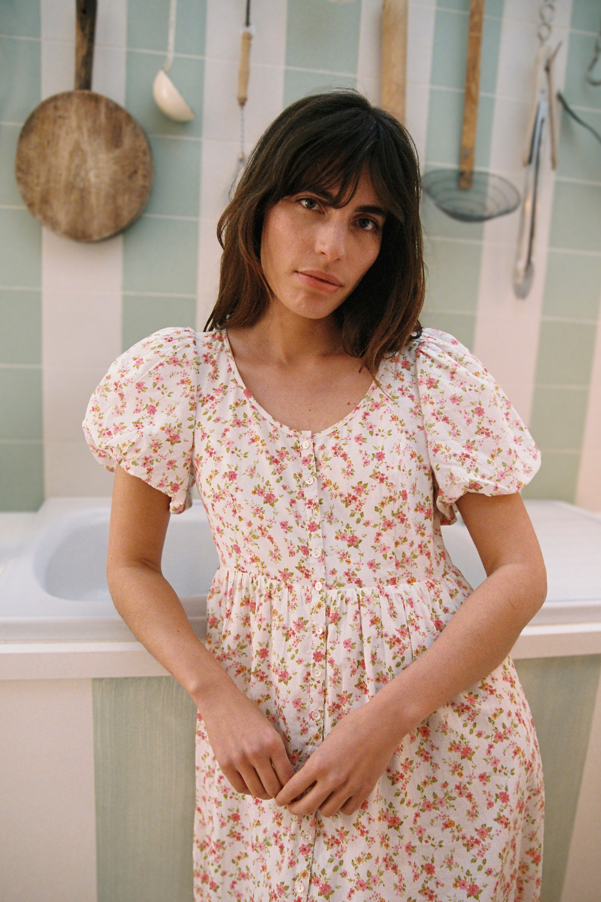 Lacey Midi Dress in Cottage Floral