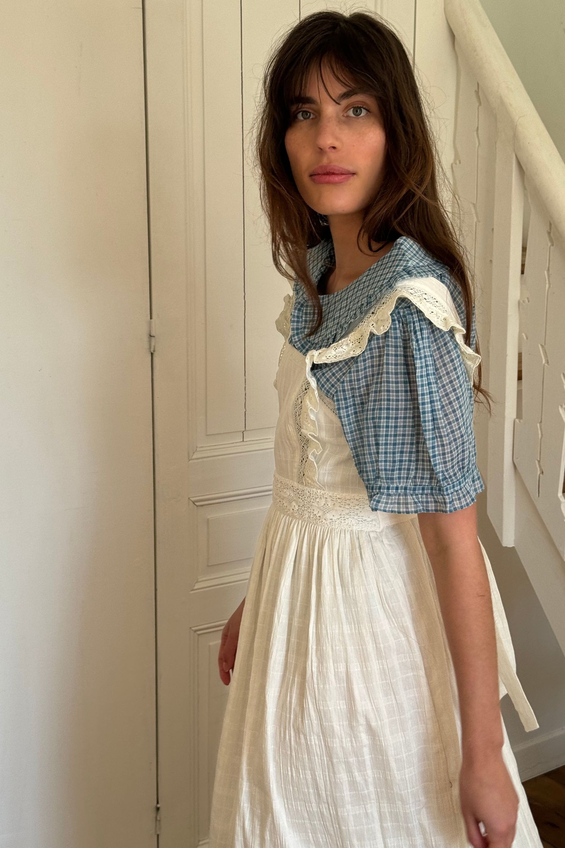 Sadie Pinafore Dress in Vintage Creme ~ Bespoke design Sadie Pinafore Dress in Vintage Creme ~ Bespoke design