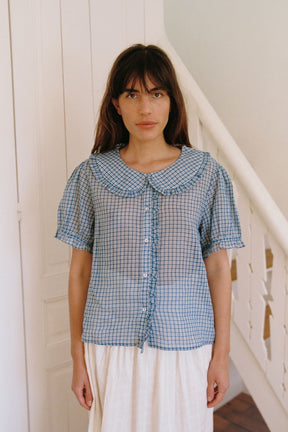 Billie Blouse in Livia Blue Gingham