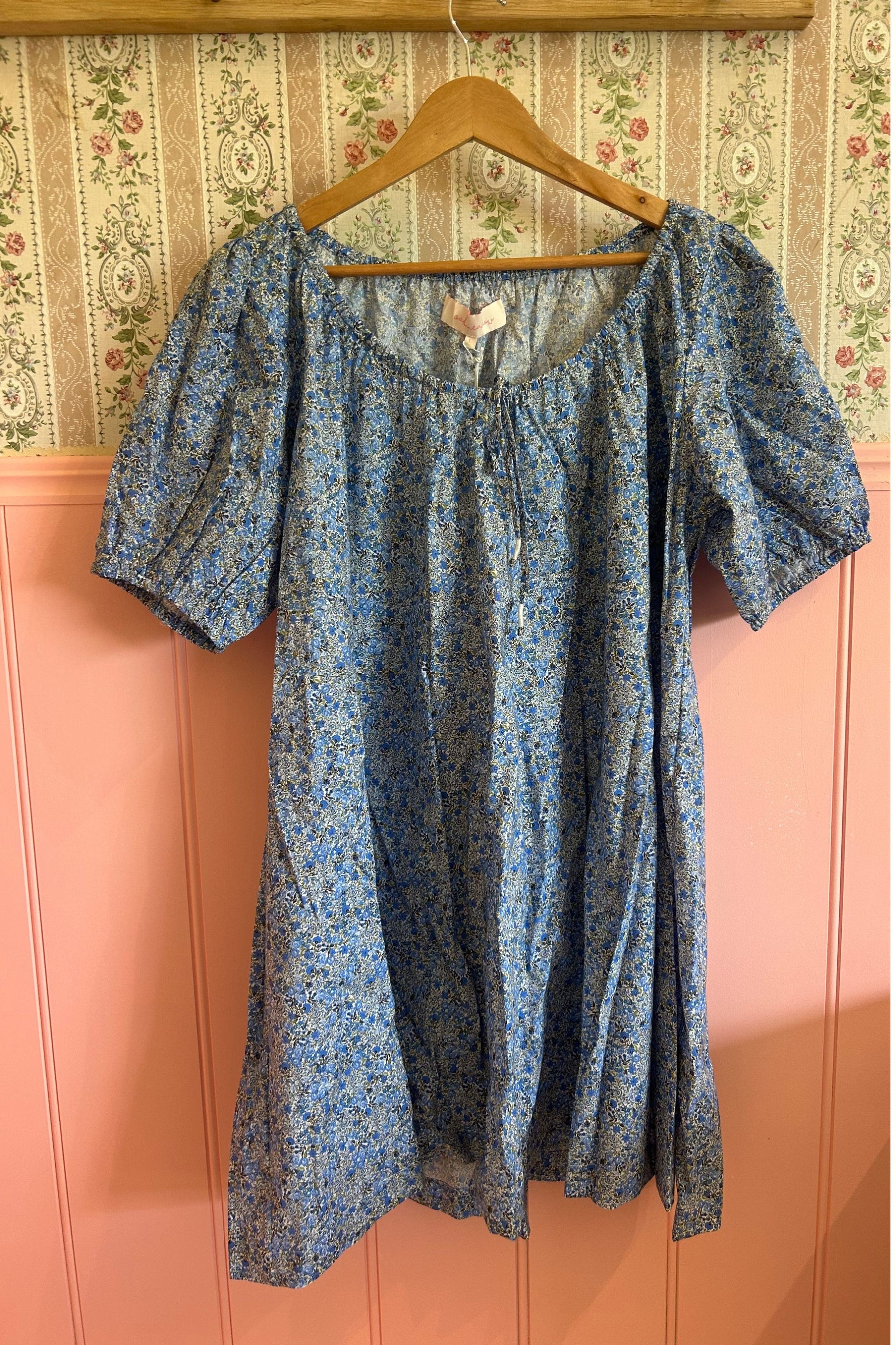 Sundress in Blue Ditsy- Large