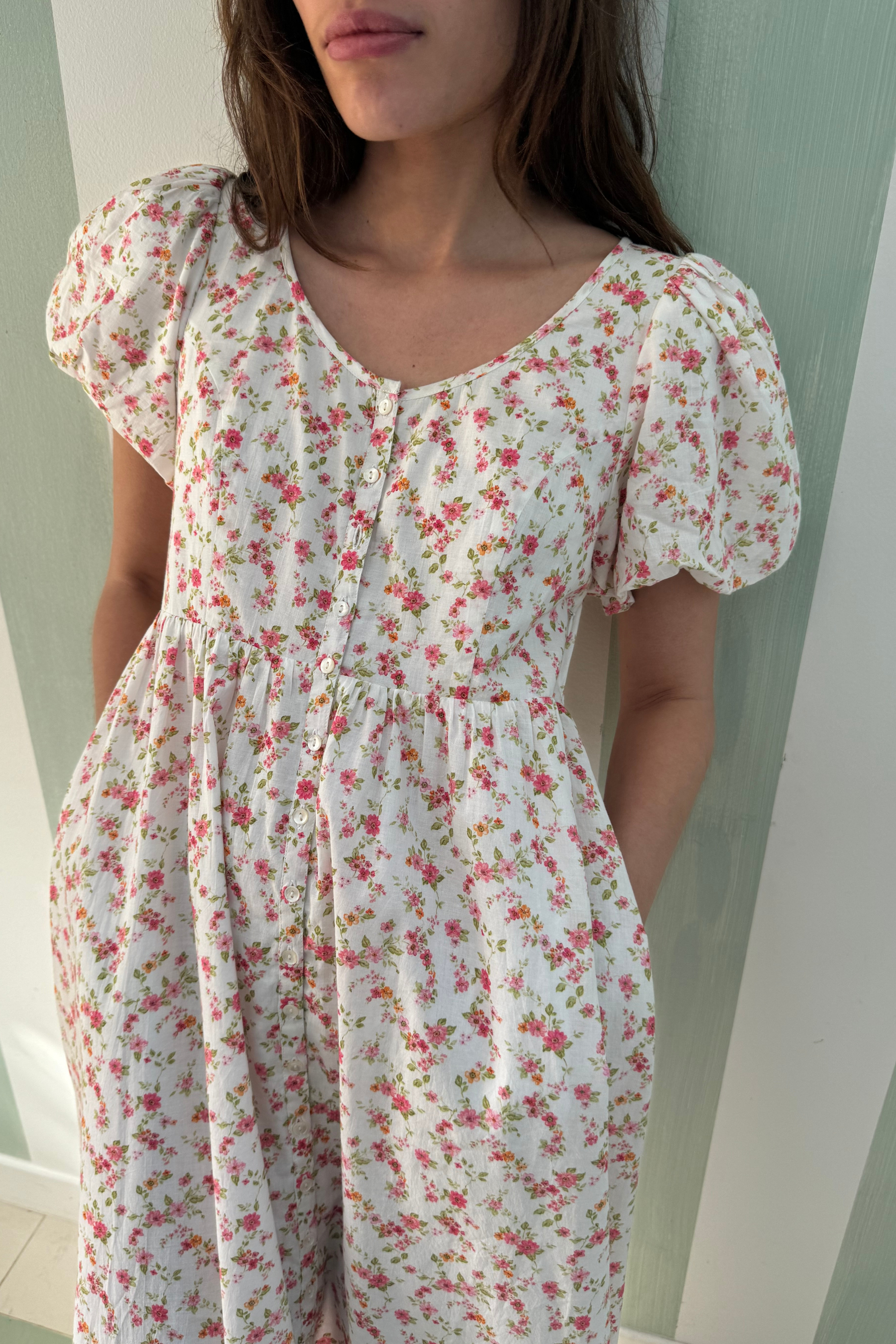 Lacey Midi Dress in Cottage Floral
