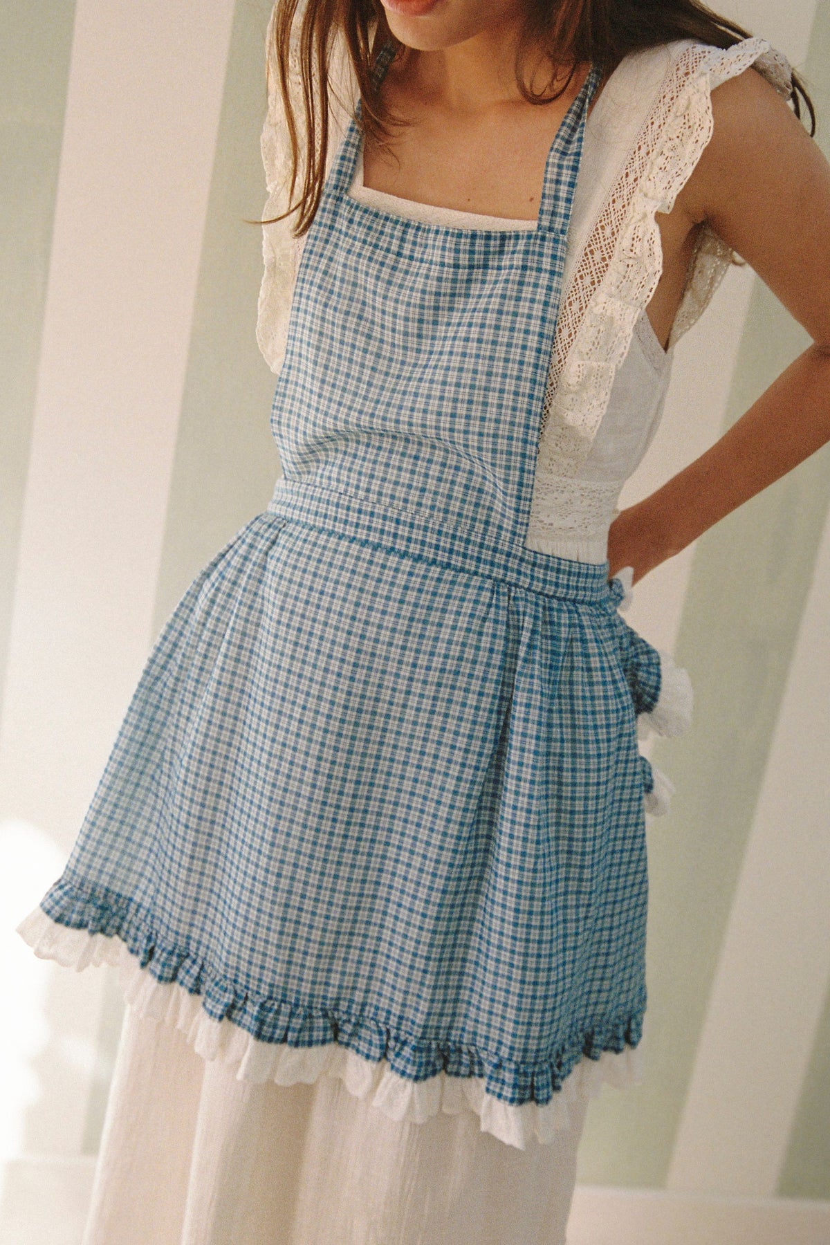 House Apron in Livia Blue Gingham ~ Limited edition