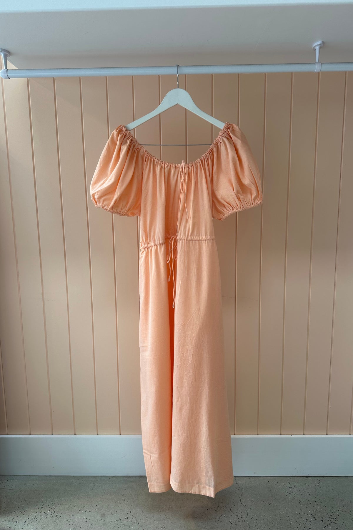 Everyday Drawcord Dress in Peach