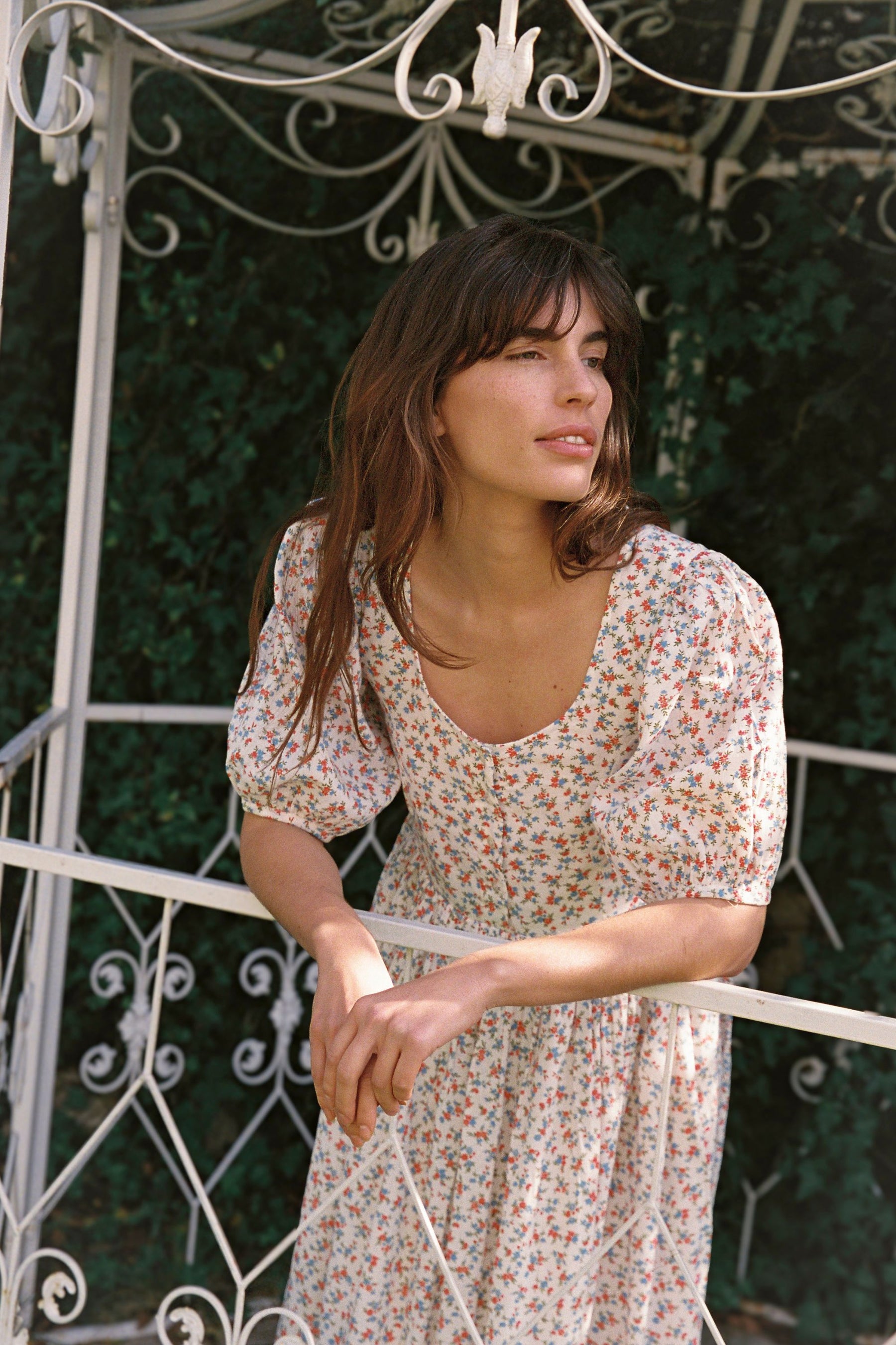 Laney Midi Dress in Clementine flower