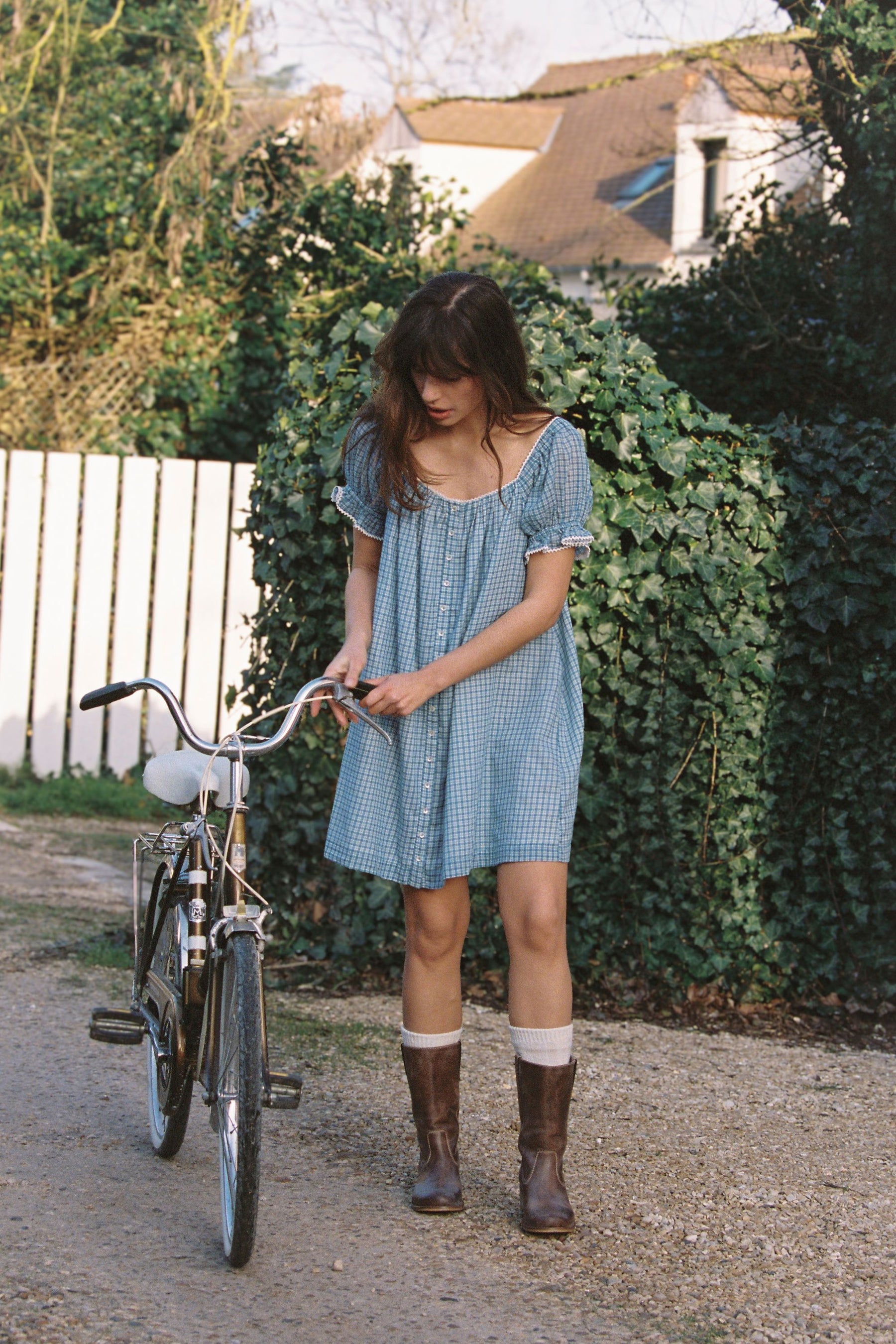Naya Mini Dress in Livia Blue Gingham Naya Mini Dress in Livia Blue Gingham