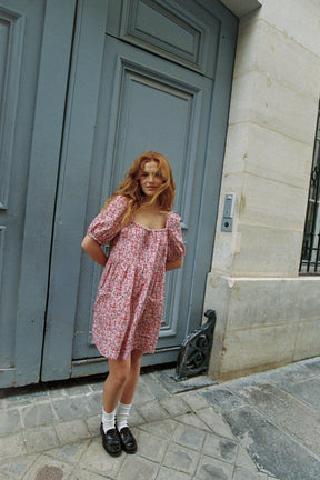 Ivy Smock Mini Dress in Plum Rose