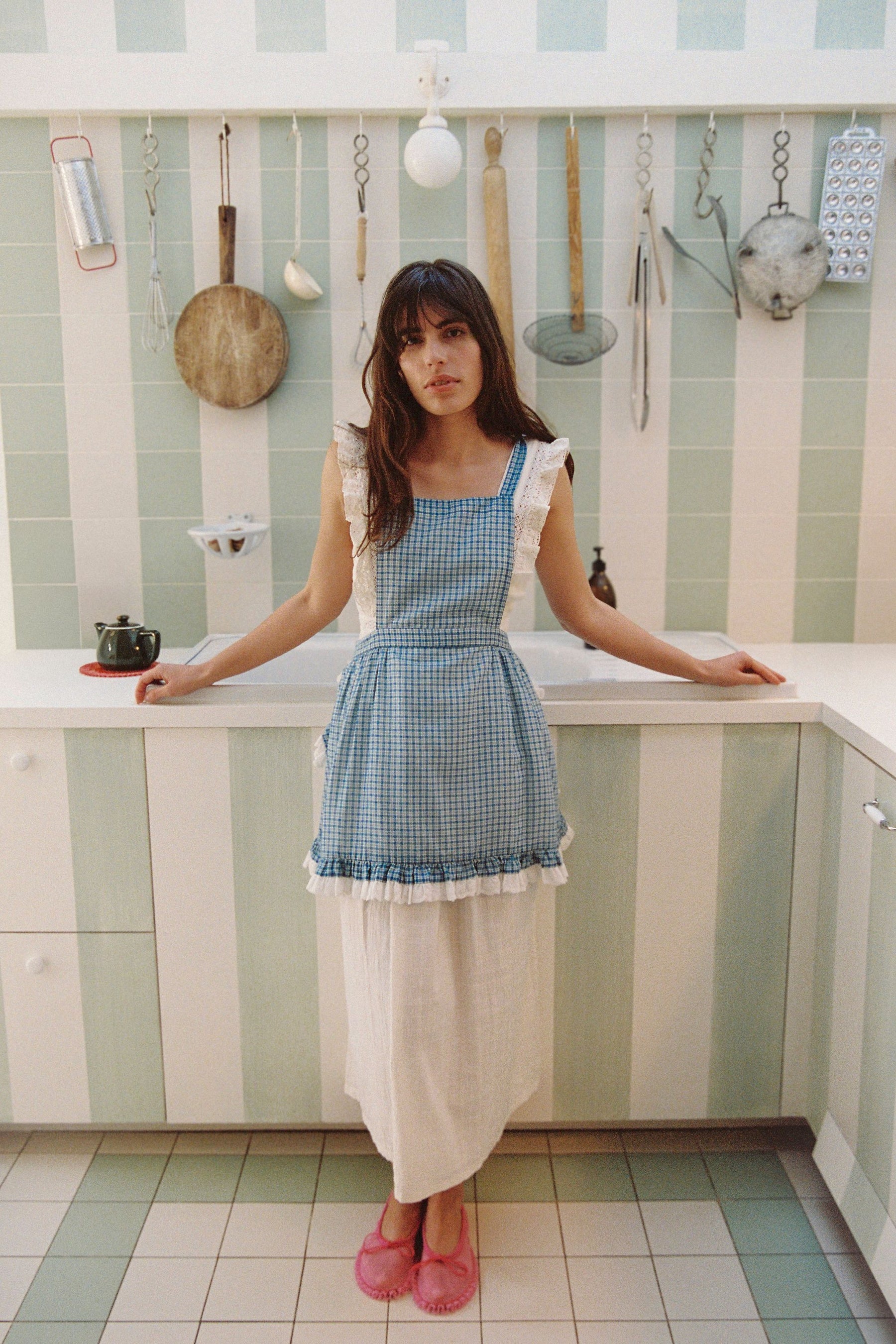 House Apron in Livia Blue Gingham ~ Limited edition