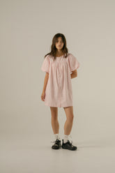 Andi Puff Mini Dress in Rosewater stripe