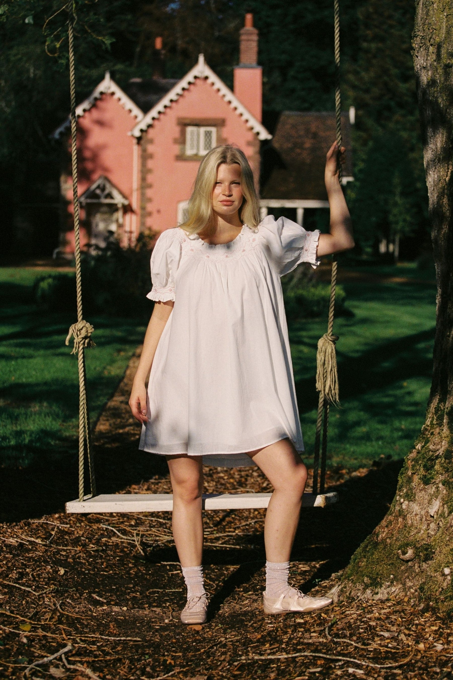 Elsie Smock Mini Dress In Cotton Poplin