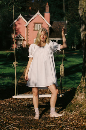 Elsie Smock Mini Dress In Cotton Poplin