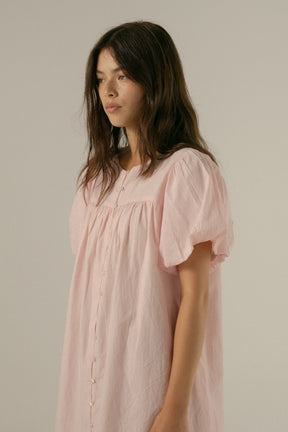 Andi Puff Mini Dress in Rosewater stripe