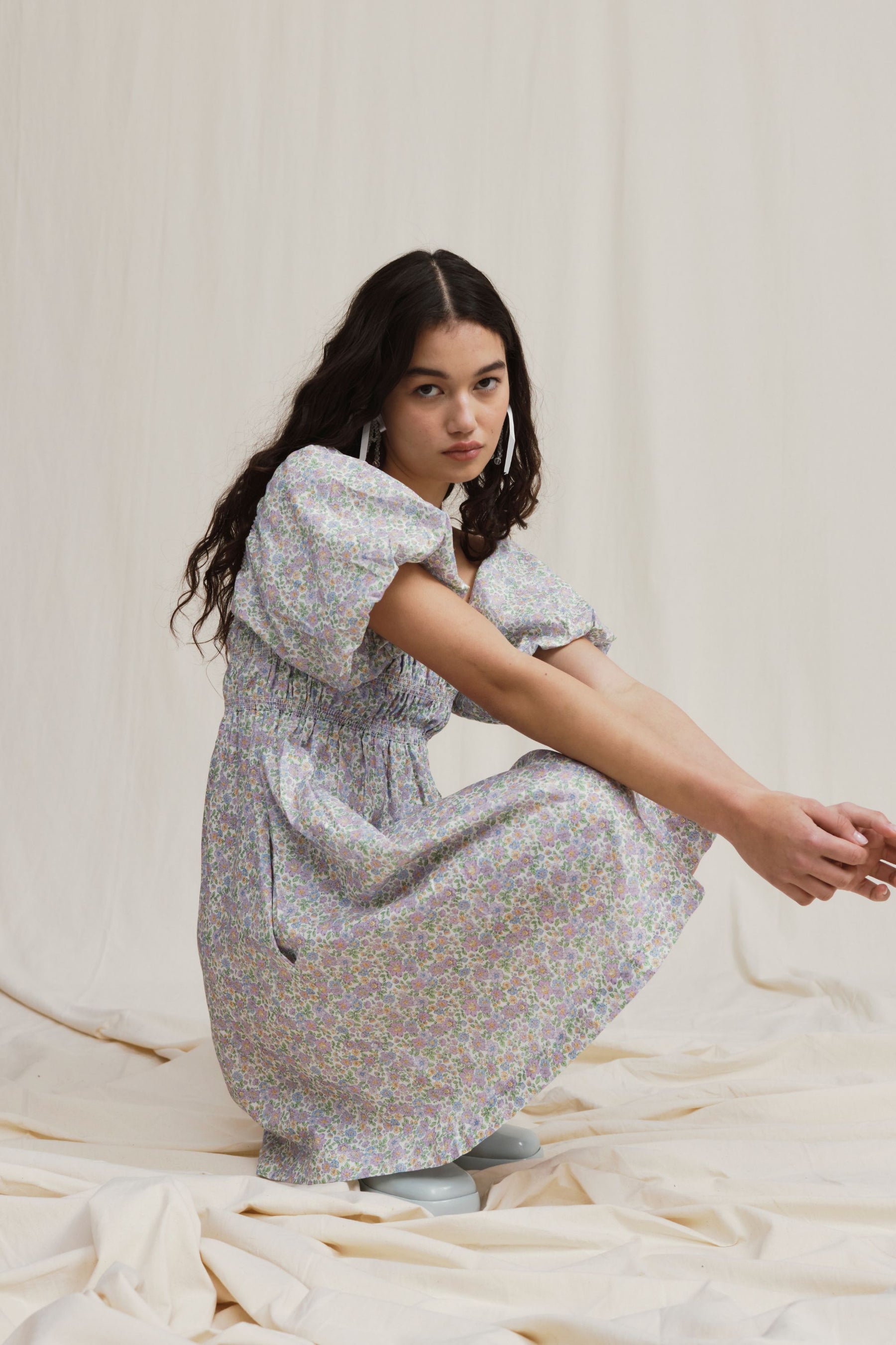 Ella Mini Dress in Lavender Garden