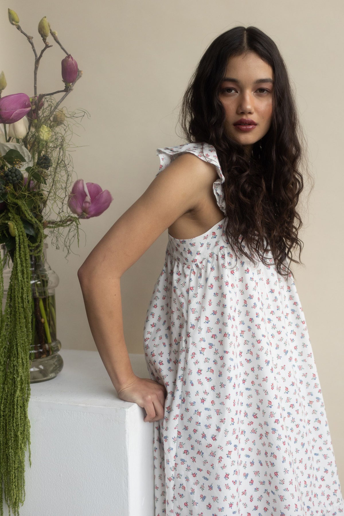 Frill Tea Dress in Mae flower