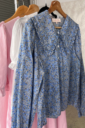 Lucia Blouse in French Blue Ditsy