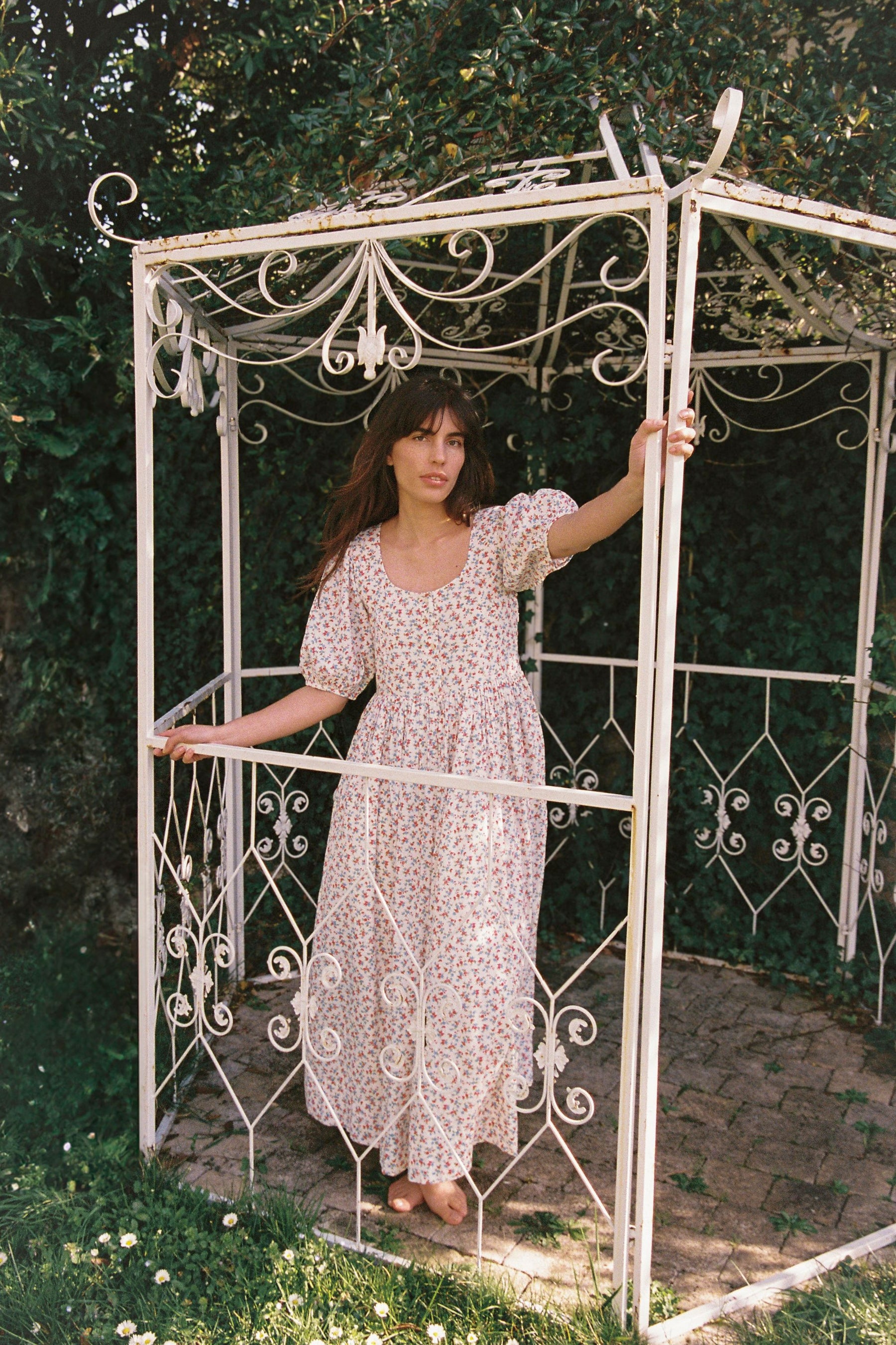 Laney Midi Dress in Clementine flower