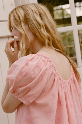 Fleur de Pêche Draw Cord Dress In Lace