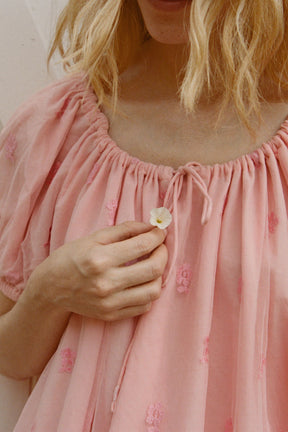 Fleur de Pêche Draw Cord Dress In Lace