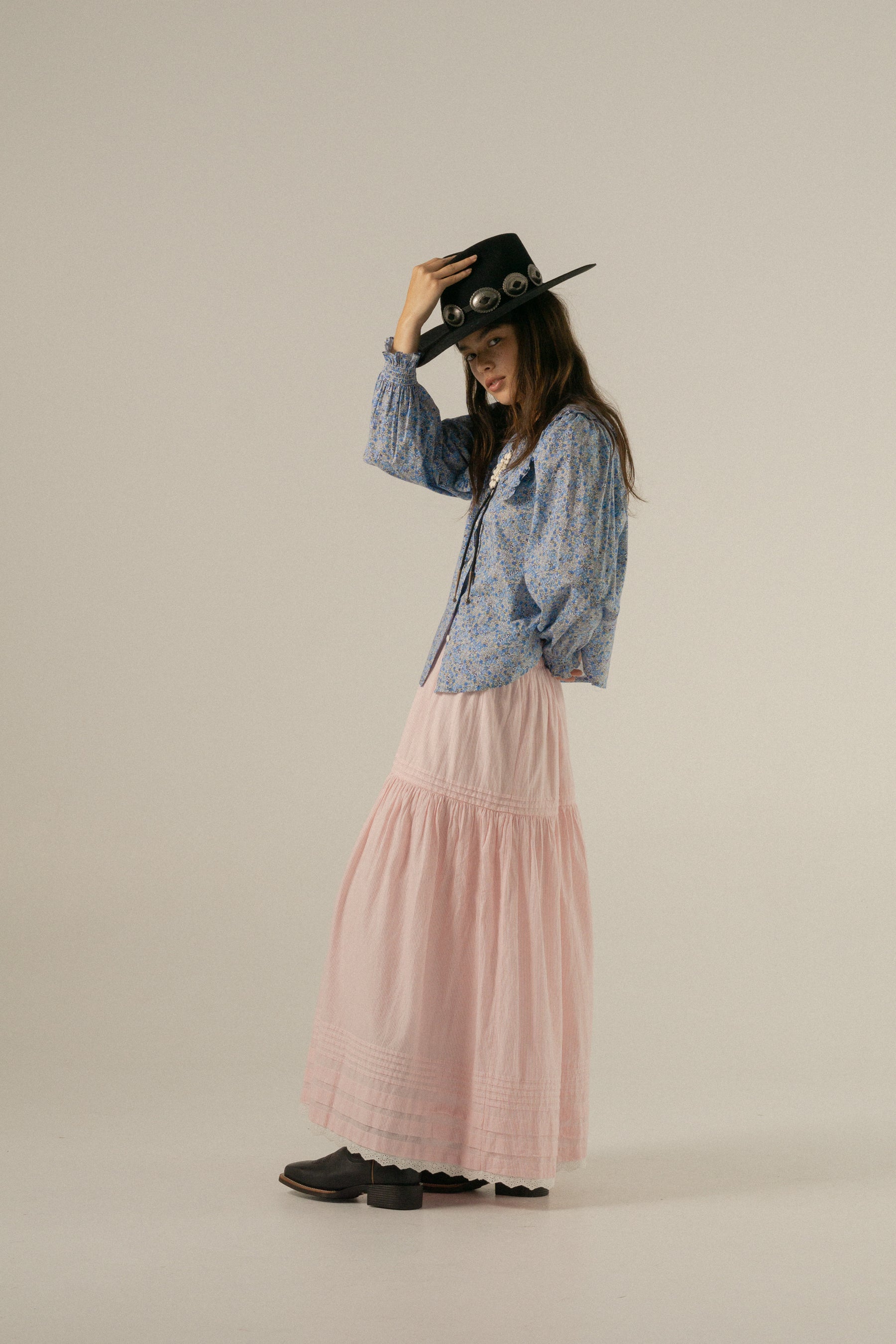 Yuri Skirt in Rosewater Stripe