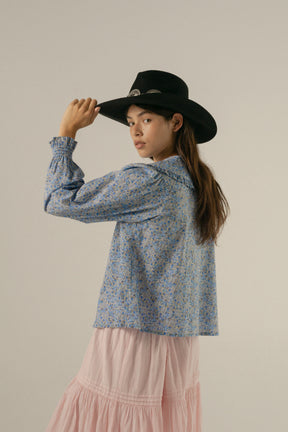 Lucia Blouse in French Blue Ditsy