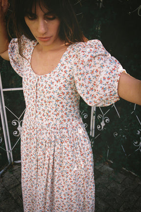 Laney Midi Dress in Clementine flower