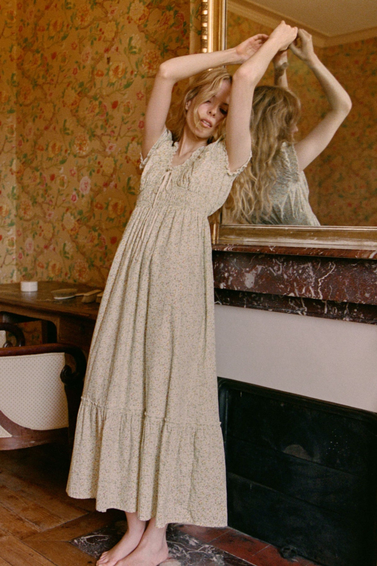 Halle Midi Dress in Apple Florette